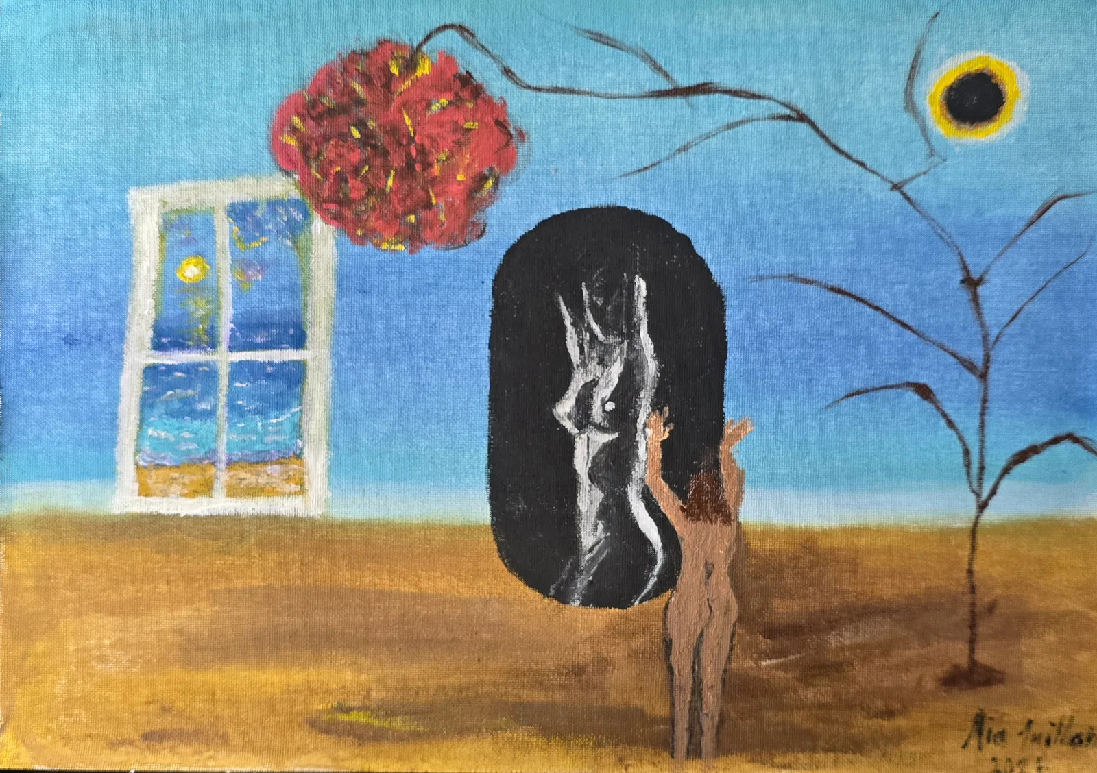 Akrylmålning Reflection with ocean view av Mia Juillard