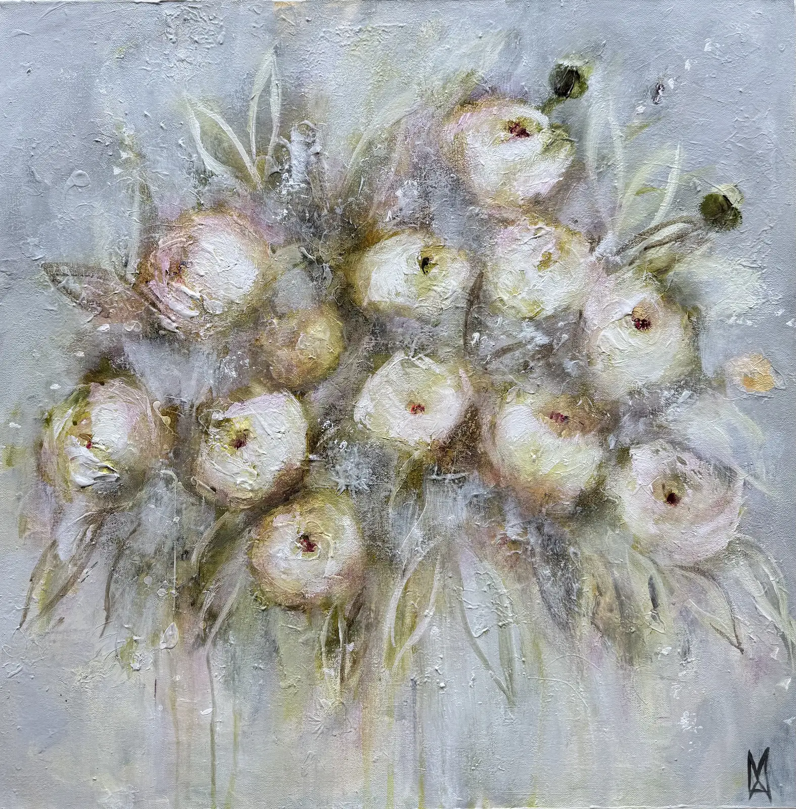 Akrylmålning Happy Peony av Annette MA Stocker