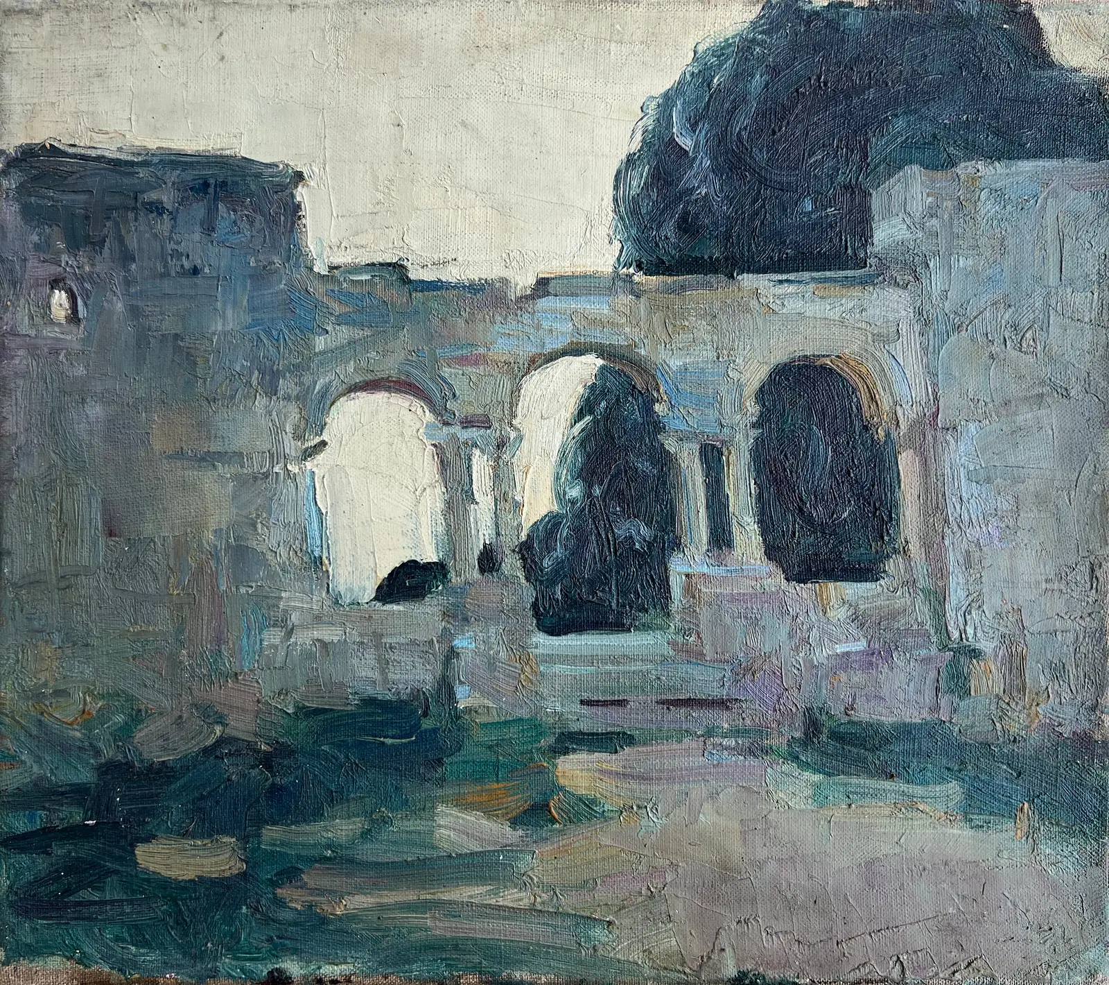 Oljemålning Ruins at Dusk av Zakhar Shevchuk