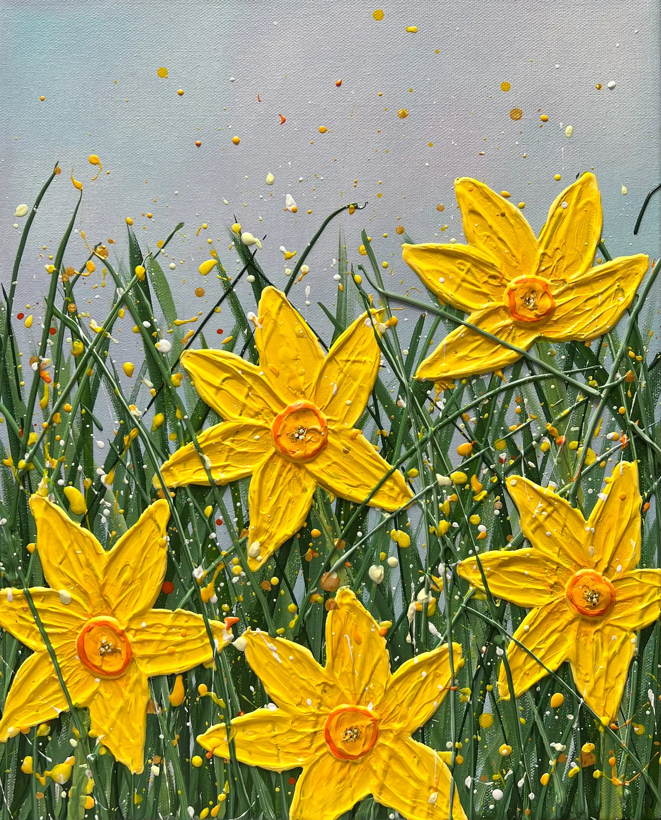 Akrylmålning Daffodils av Veronica Fuchs