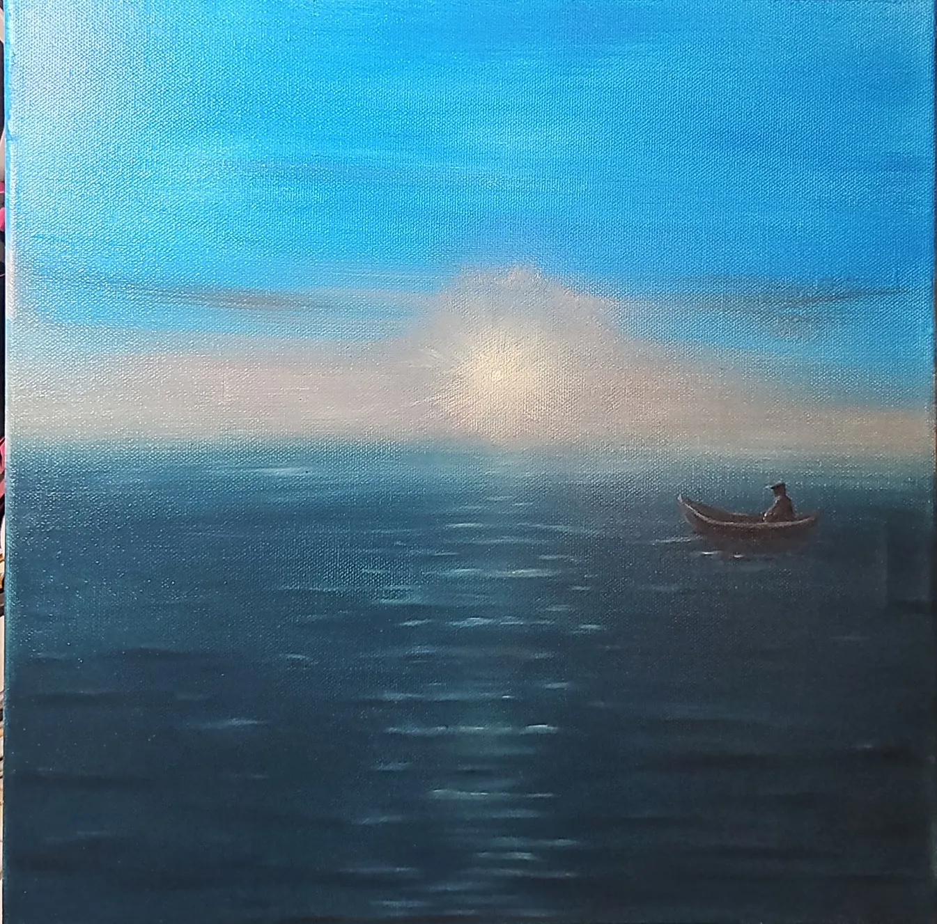 Oljemålning Thinking in silence av Camilla Silwing