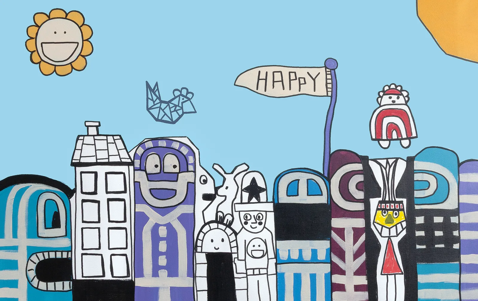 Akrylmålning Urban - Happy - Street av Tommy Lennartsson