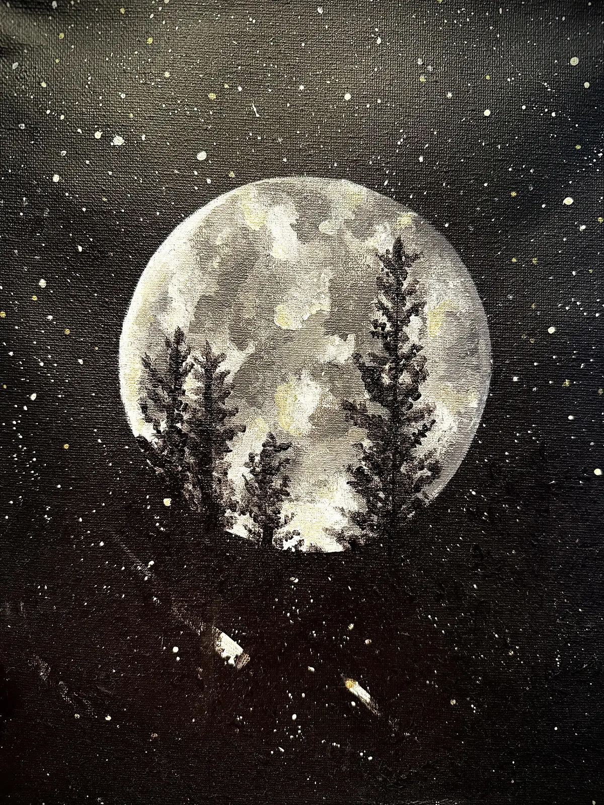 Akrylmålning Moonlit stars av Amanda Bjerhem