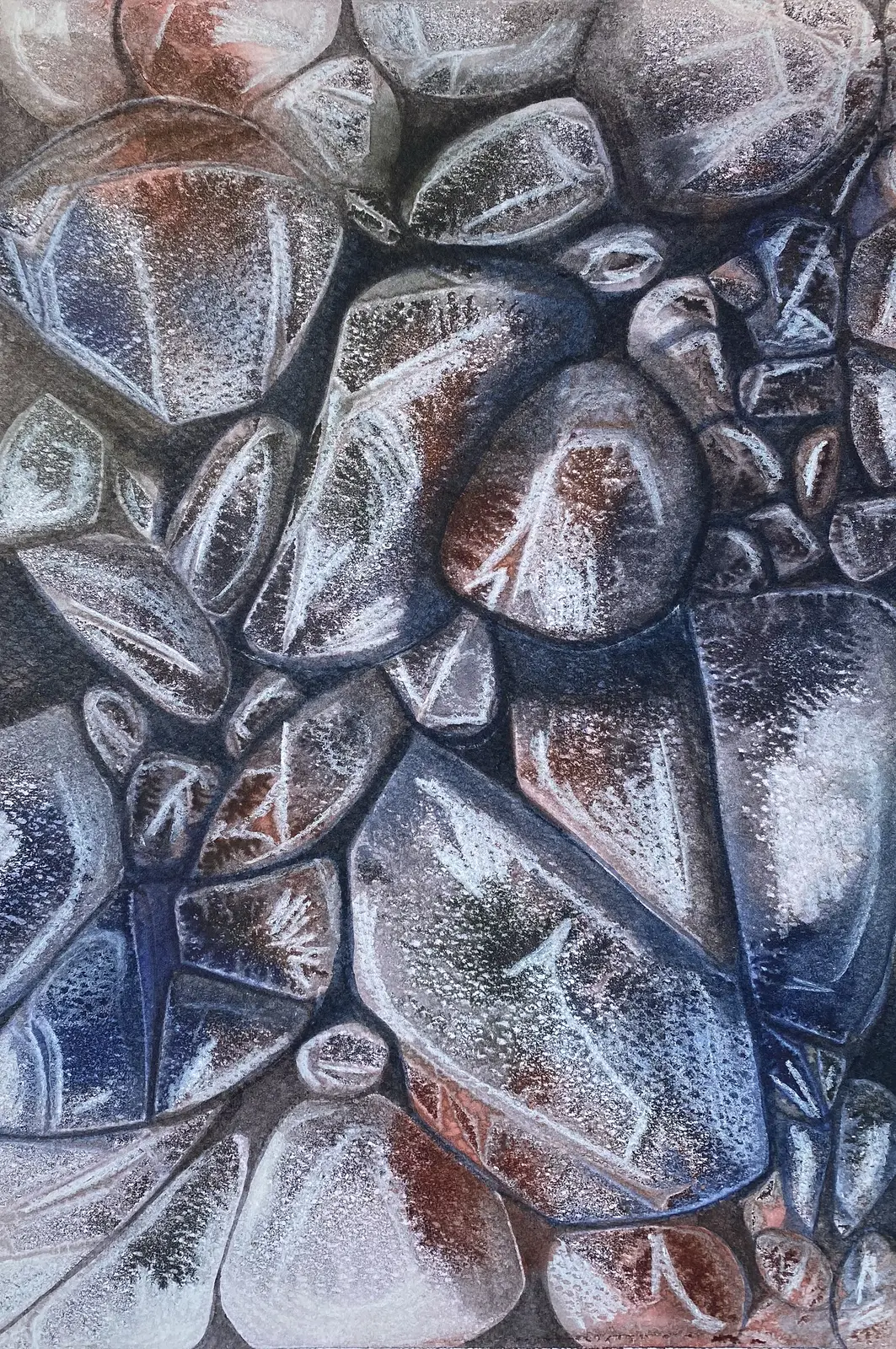 Akvarell Sticks and stones No. 2 av Anna Lundin