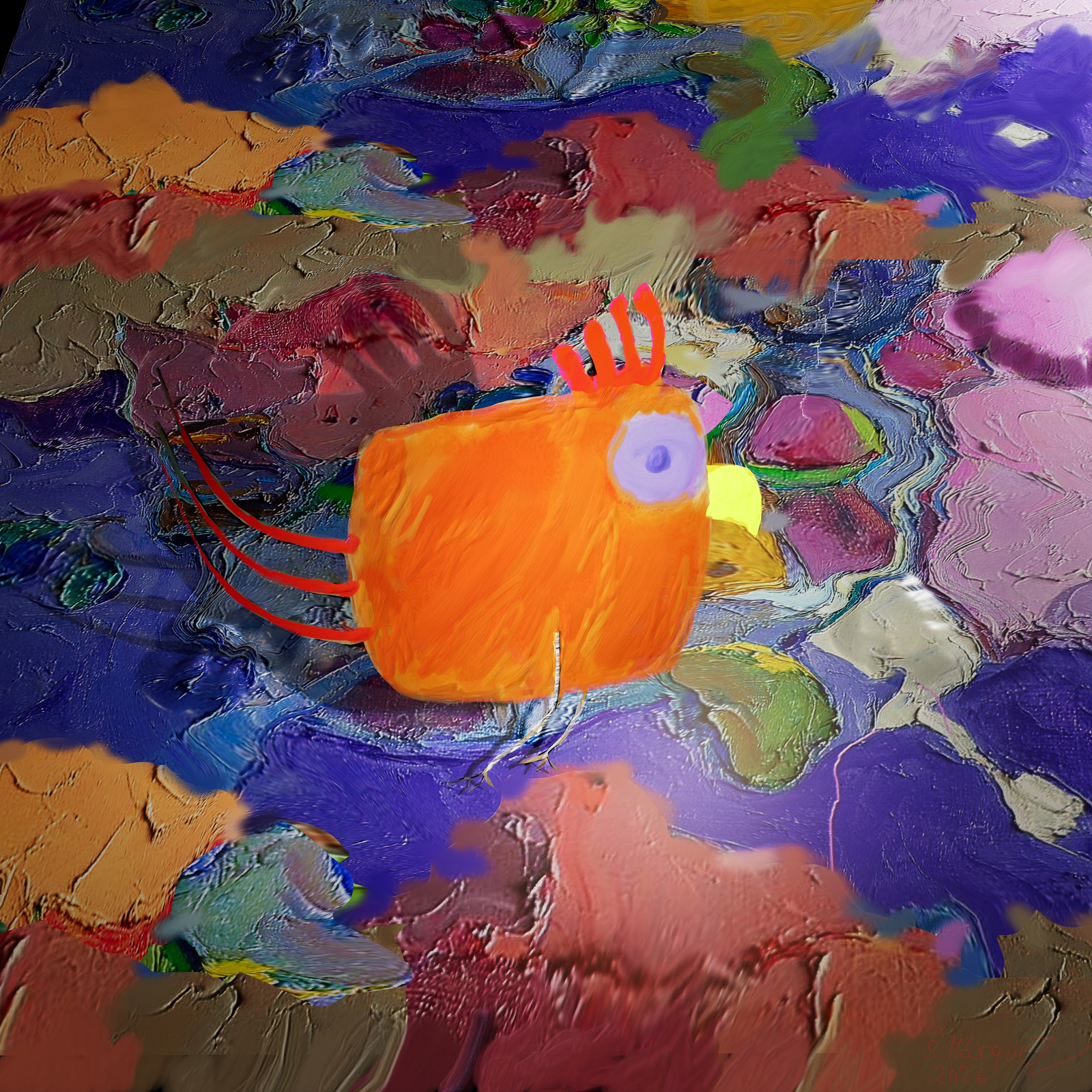 Red rooster on map av Sebastian Marquez
