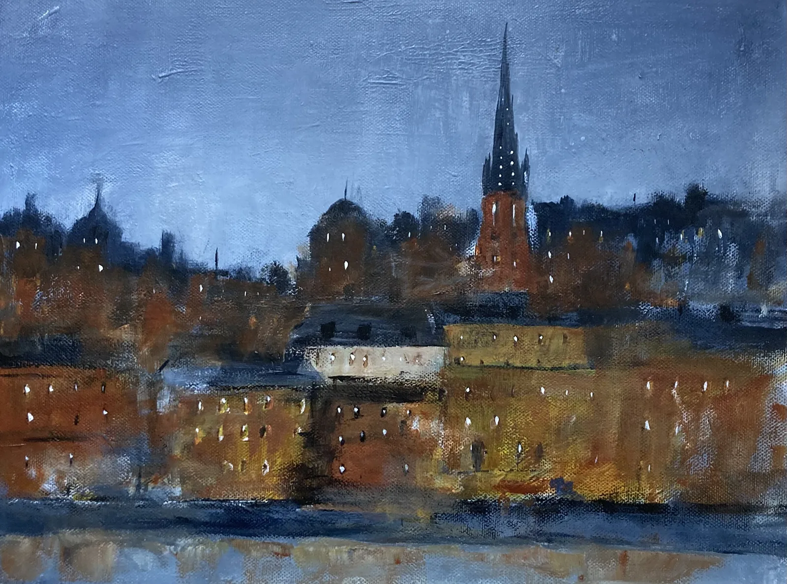 Akrylmålning GAMLA STAN av Rose-Marie Lyckebrant-Lindqvist