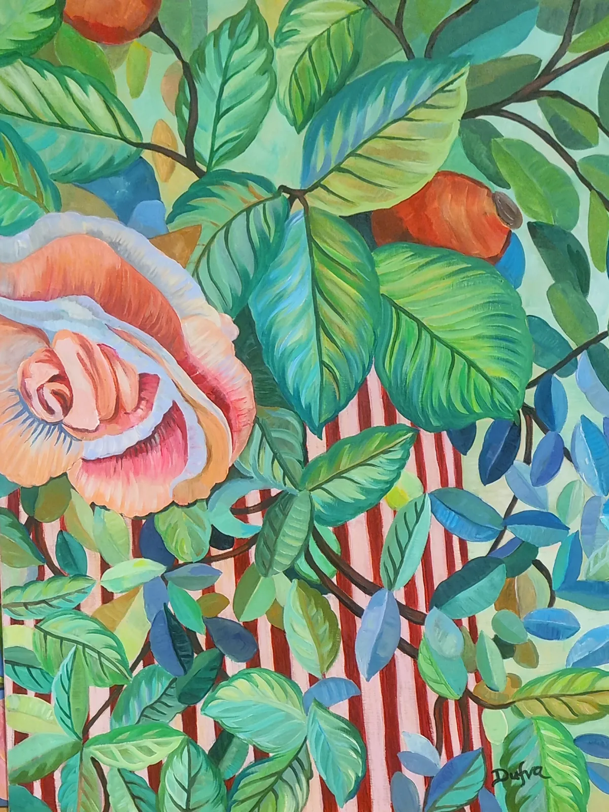 Akrylmålning Rosor i min trädgård av Camilla Dufva