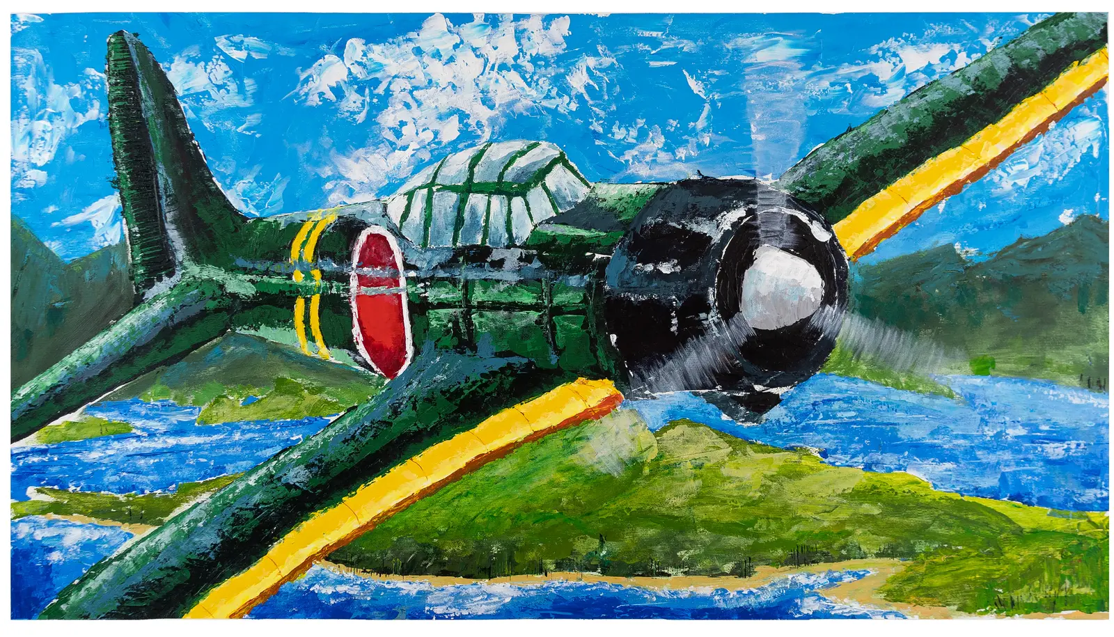 Akrylmålning Triptyk: Flygfän. Del 1. av Emma Lundin