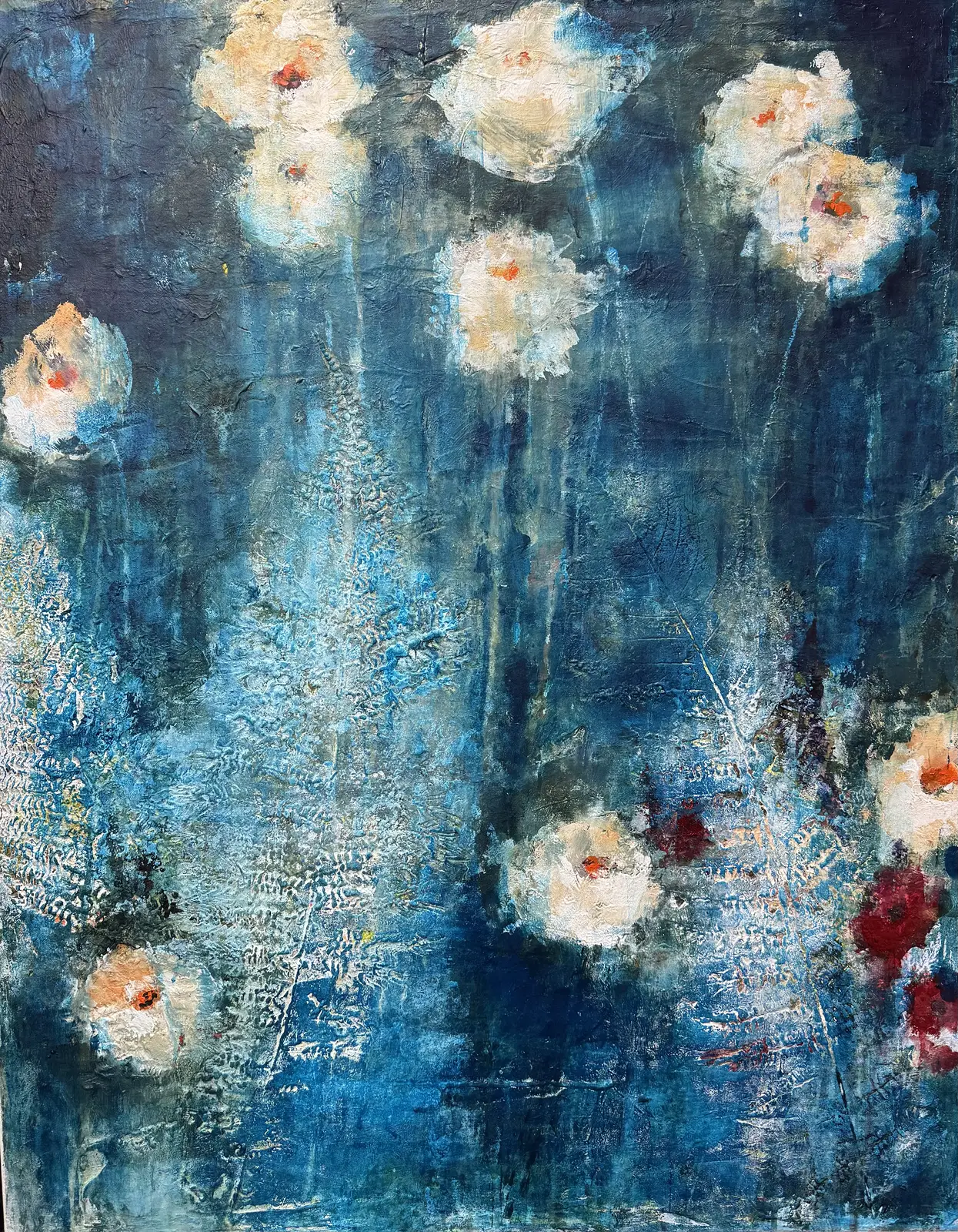Akrylmålning Midnight flower av Annette MA Stocker
