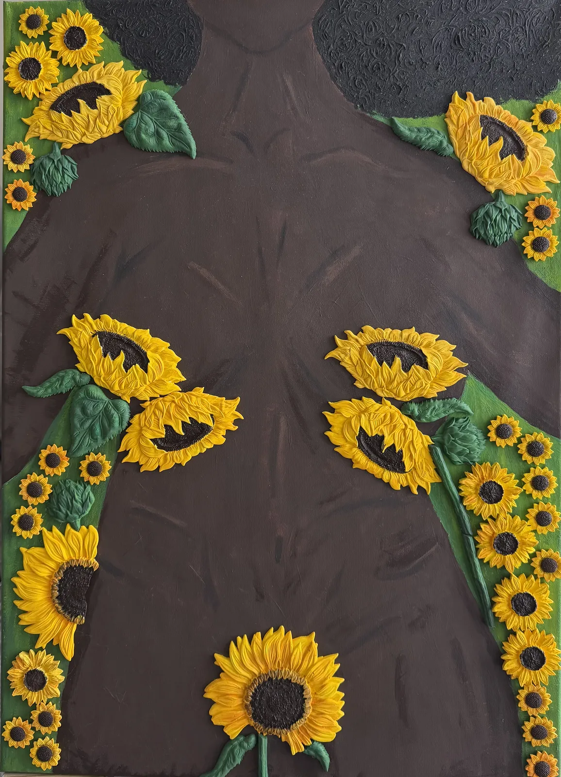 Akrylmålning Beauty on a bed of sunflowers av Janni Nilsson