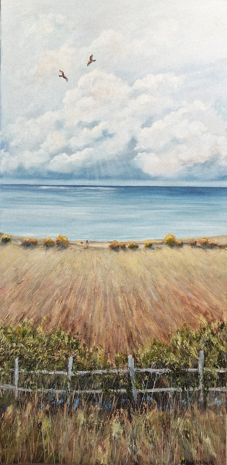 Akrylmålning Promenaden på stranden av Mona Reimer