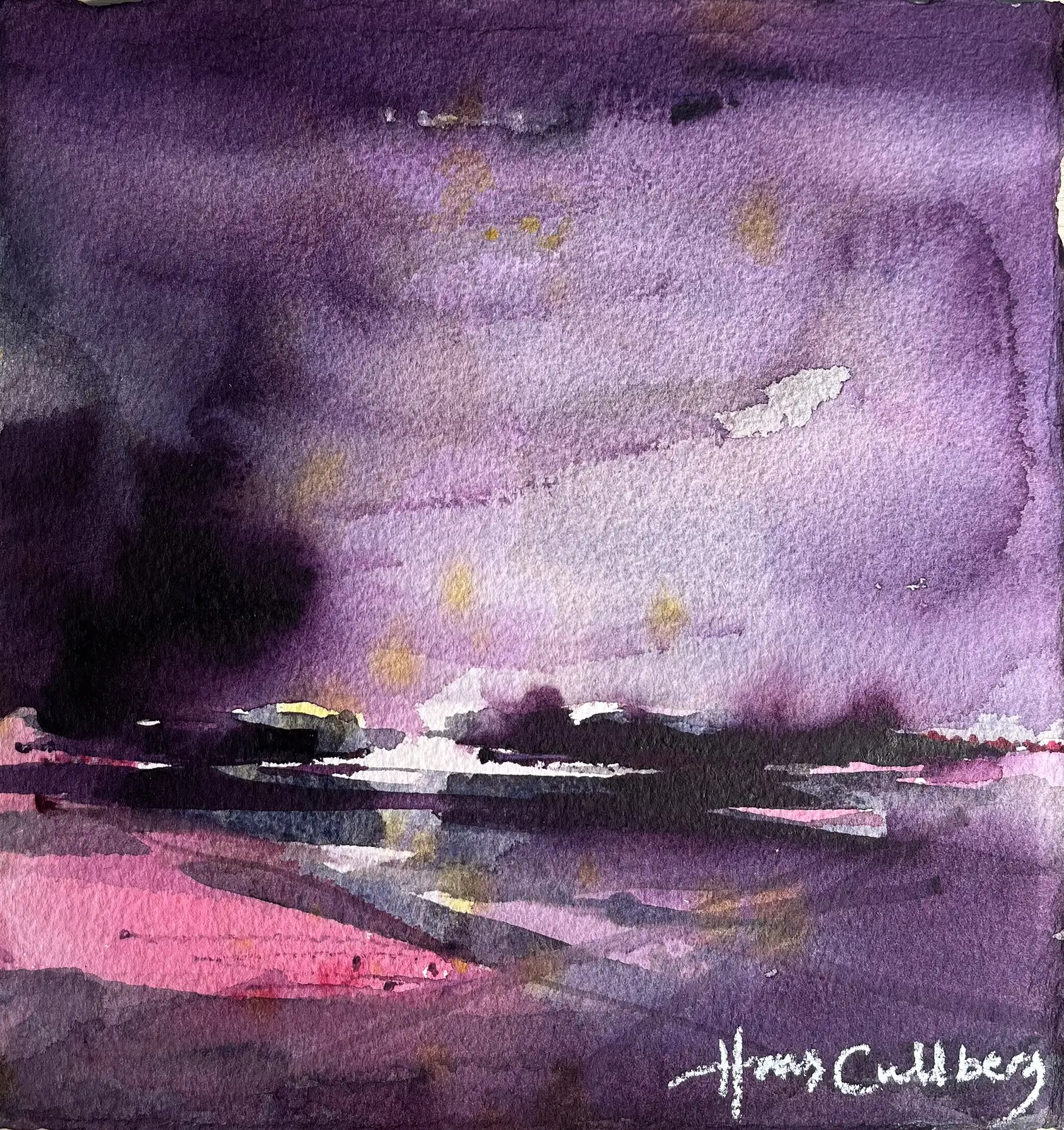 Akvarell Rosa ljus av Hans Cullberg