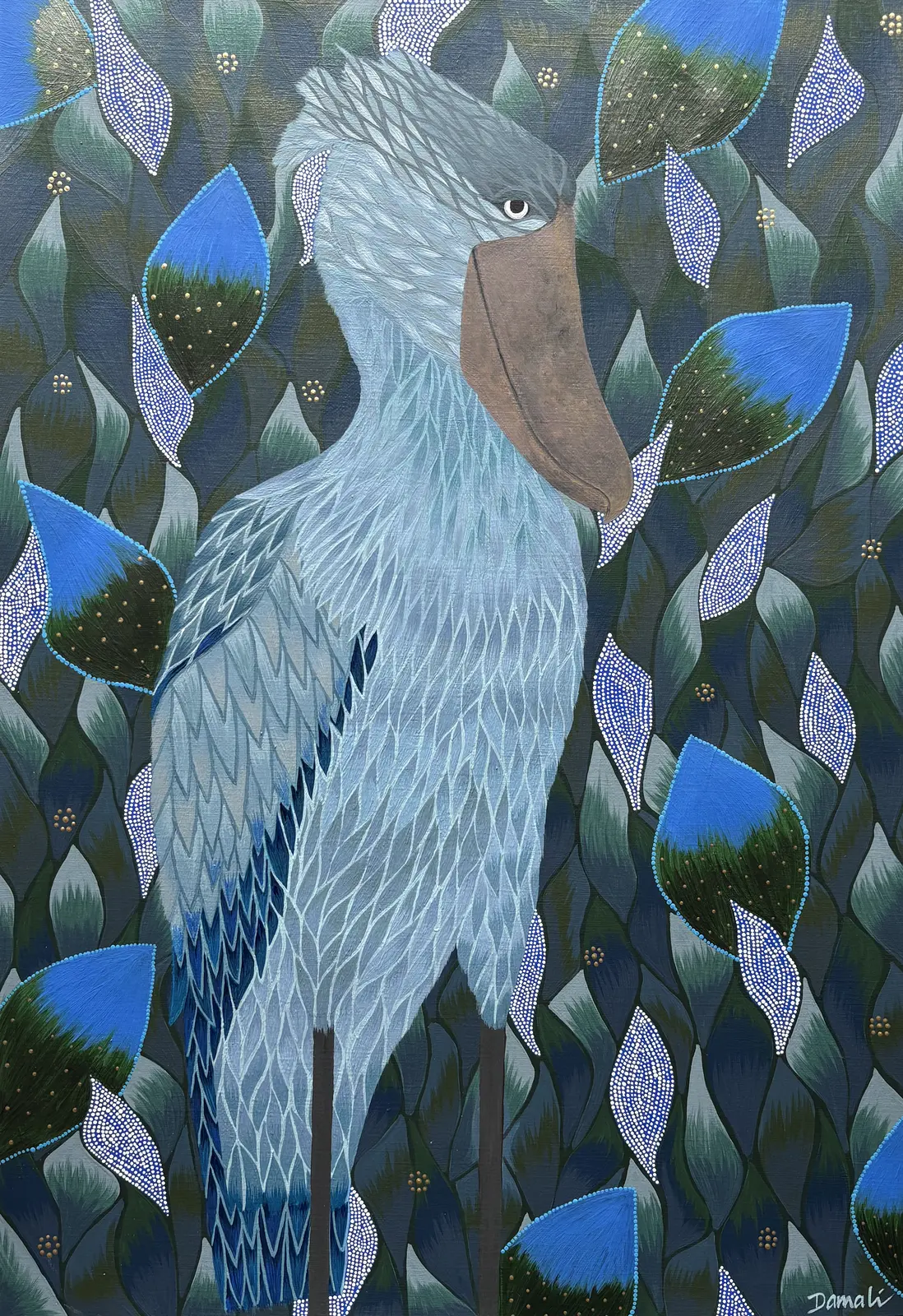 Akrylmålning Träskonäbb av Art By Damali