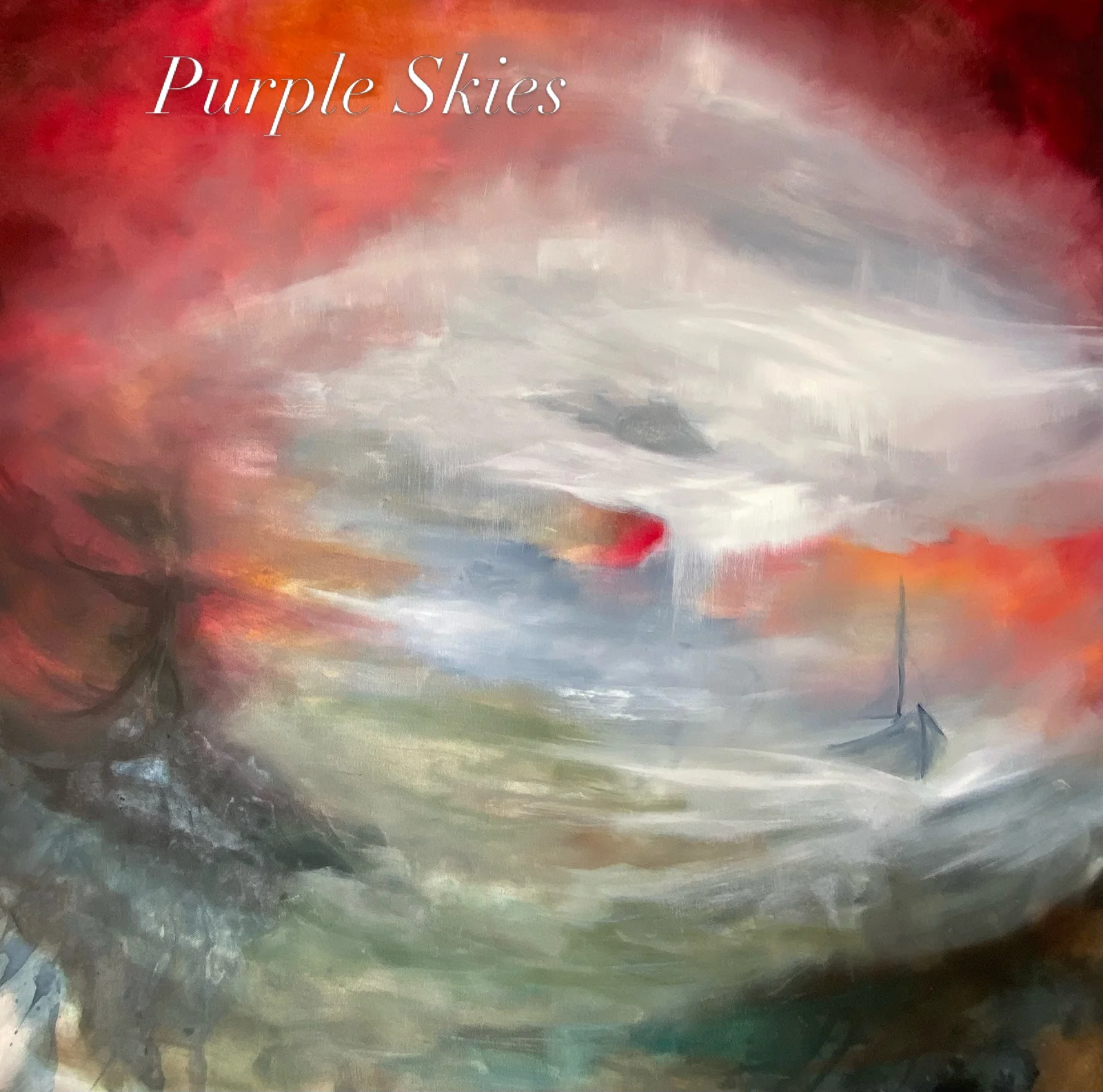 Oljemålning Purple Skies av Cathrine Öberg