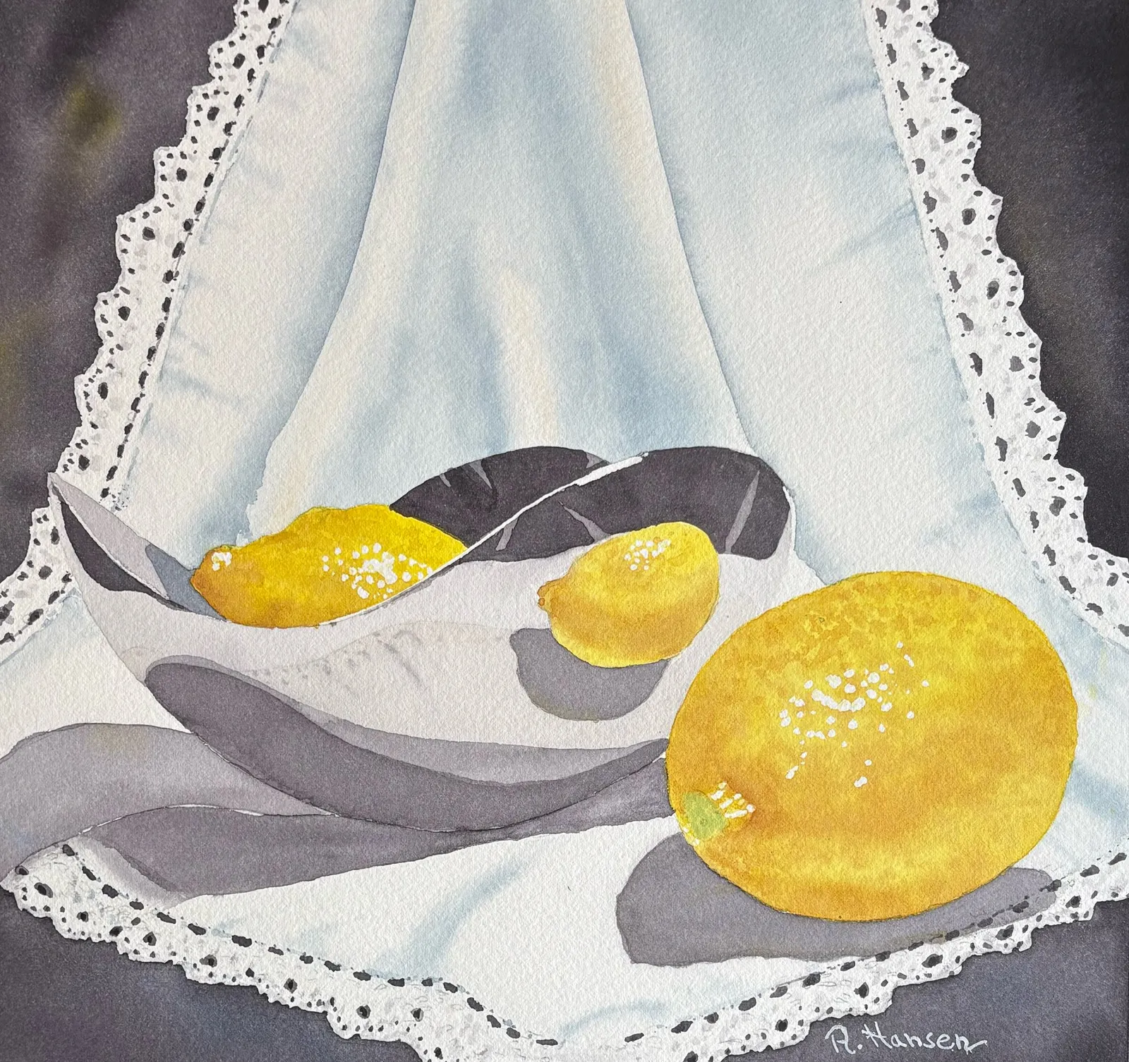 Akvarell Lace and lemons av Annika Hansen
