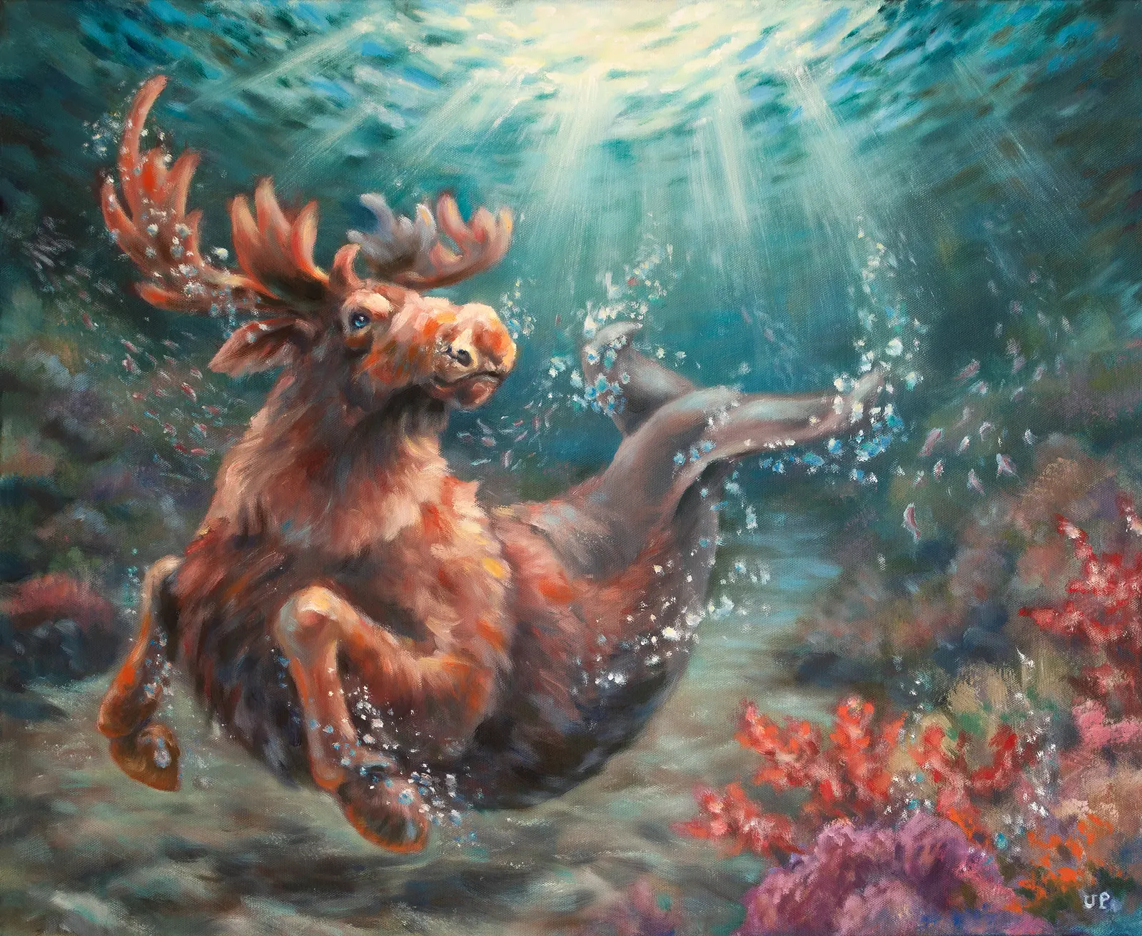 Oljemålning Mermoose av Polina Urvantseva