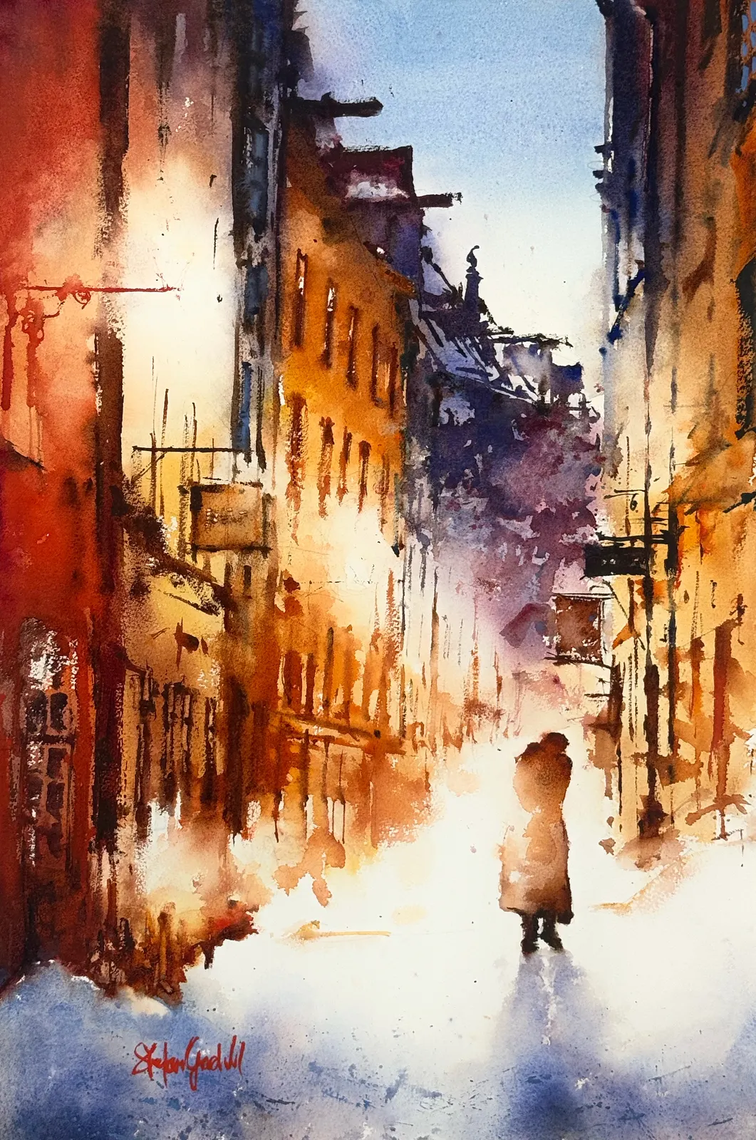 Akvarell Kindstugartatan, Gamla Stan av Stefan Gadnell