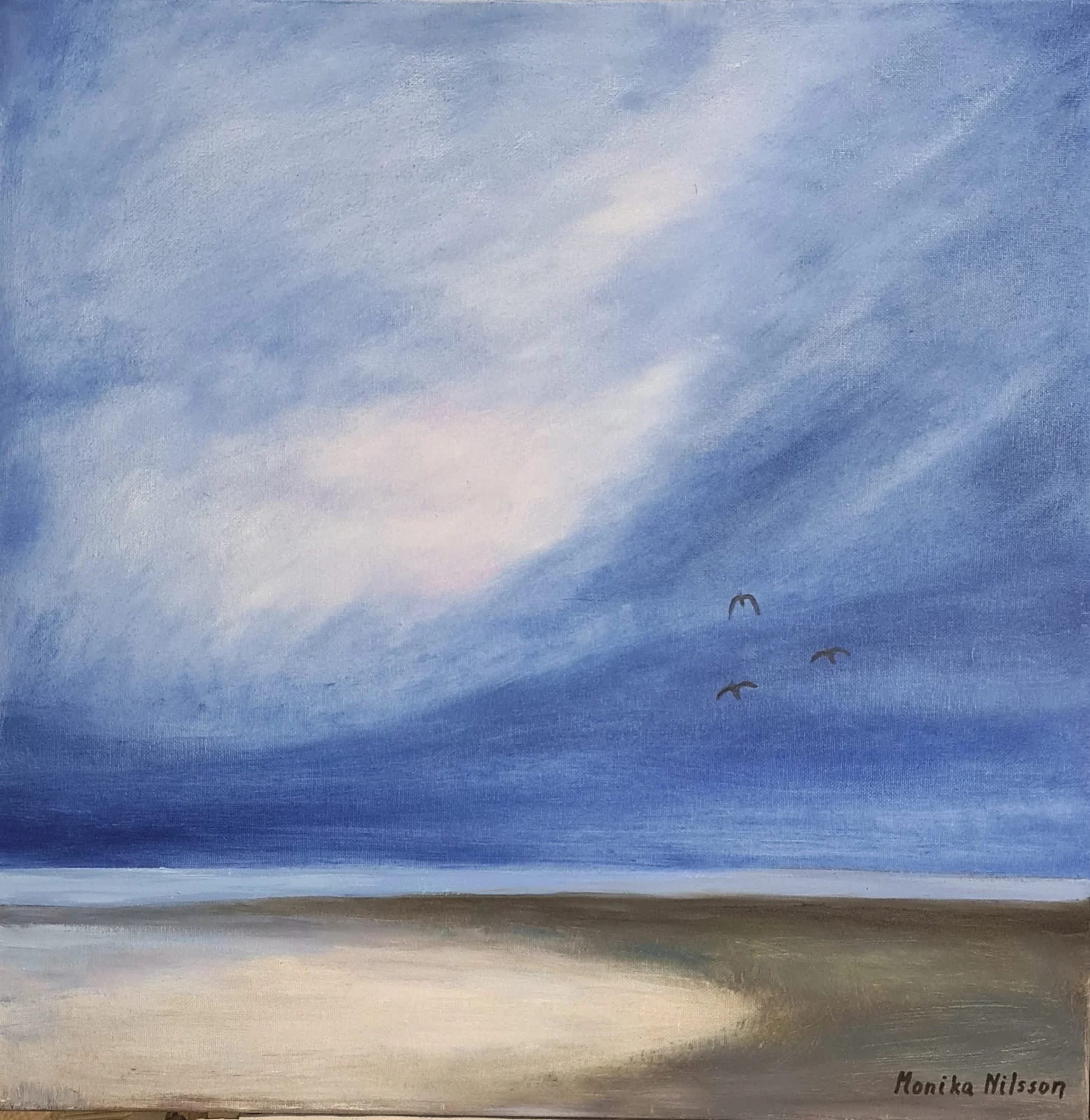 Oljemålning Blå himmel av Monika Nilsson