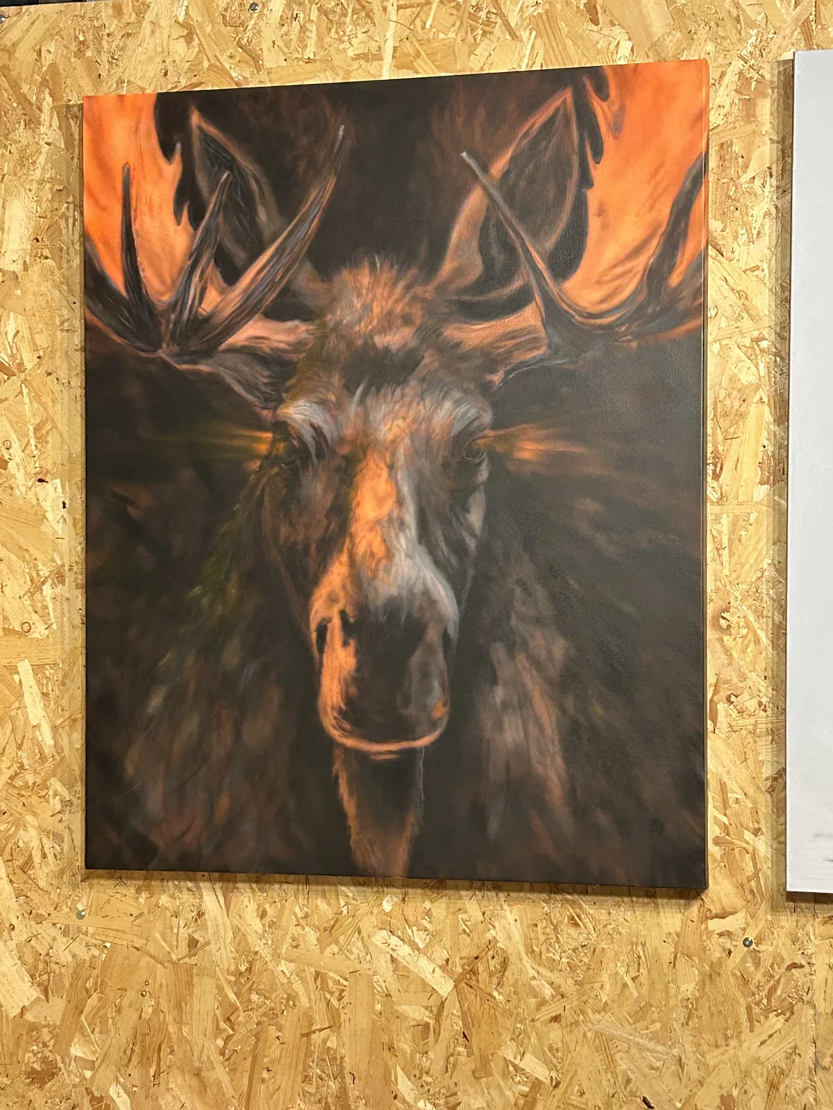 Akrylmålning Angry moose with big horns av Lasse Mehtola