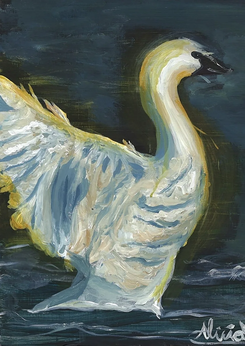 Akrylmålning Swan Lake av Alicia Savås Lindstedt