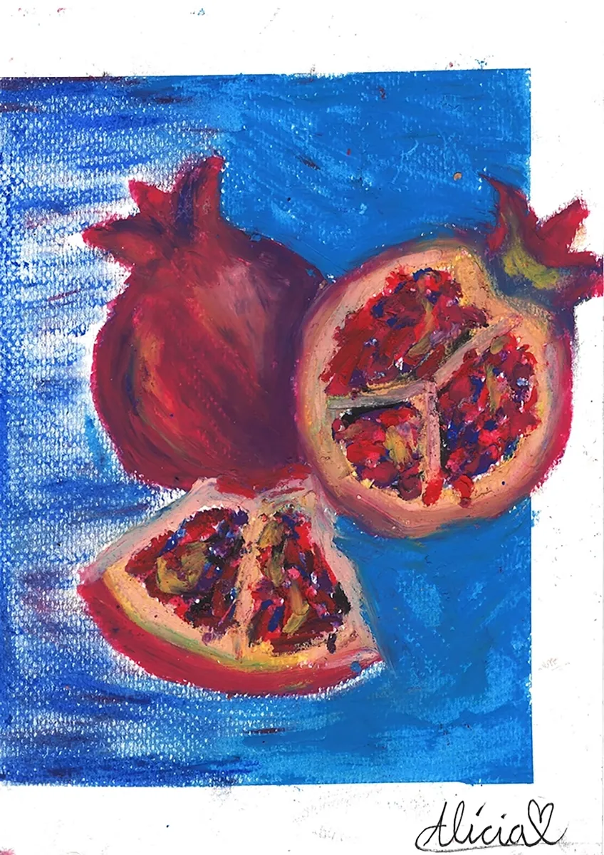 Oljemålning Pomegranate av Alicia Savås Lindstedt