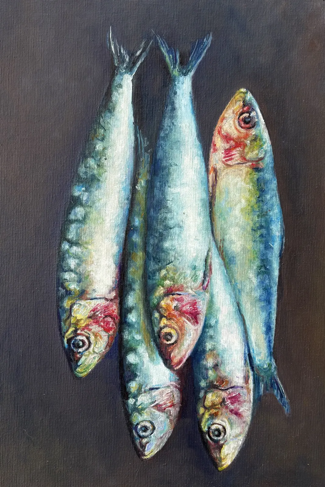 Oljemålning Sardines av Anastasiya Kostyuk