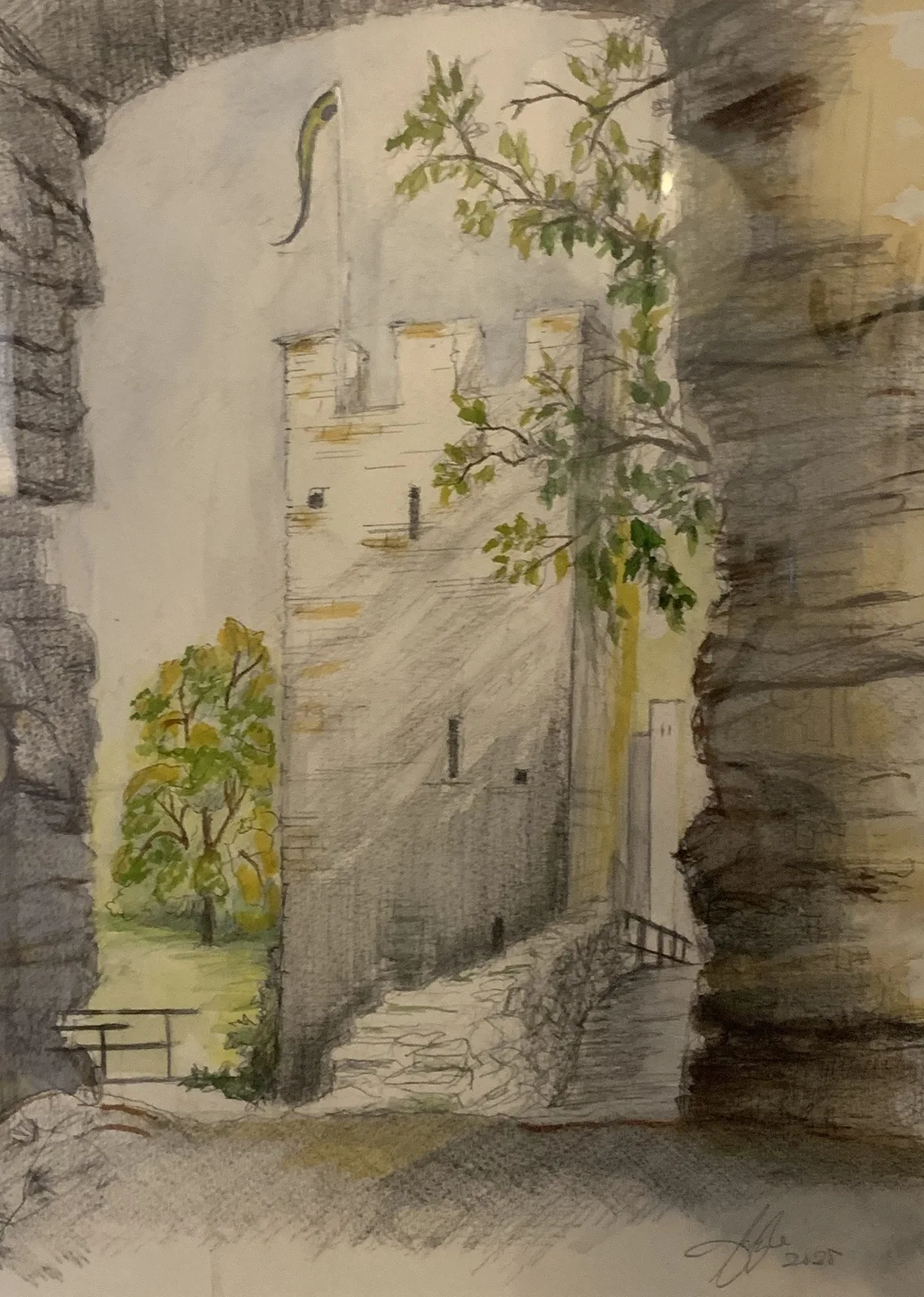 Akvarell From inside Visby wall tower av Carlyle Minnaar