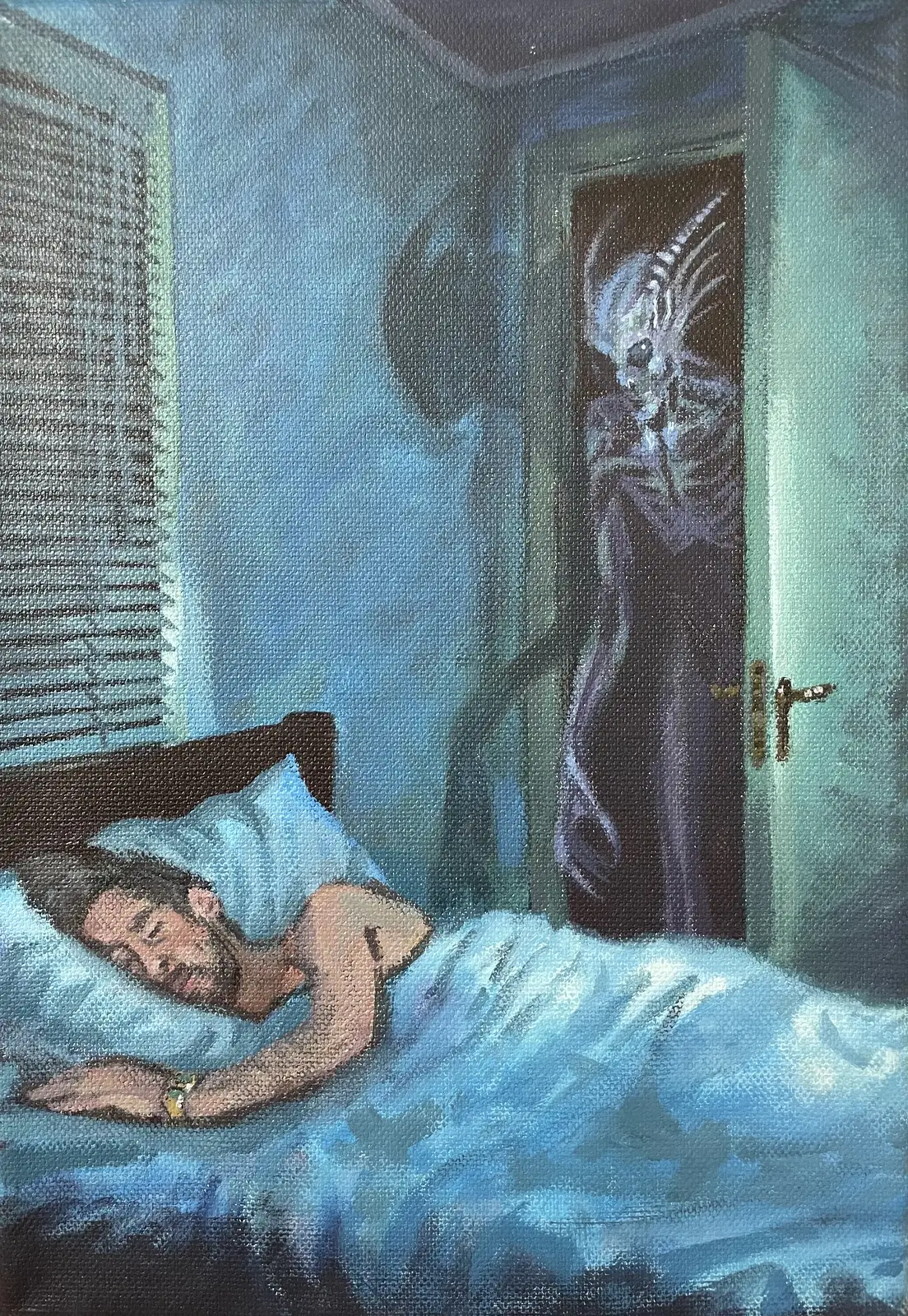 Akrylmålning Min alldeles egna sömnparalysdemon (Didrik) av Christopher Scott
