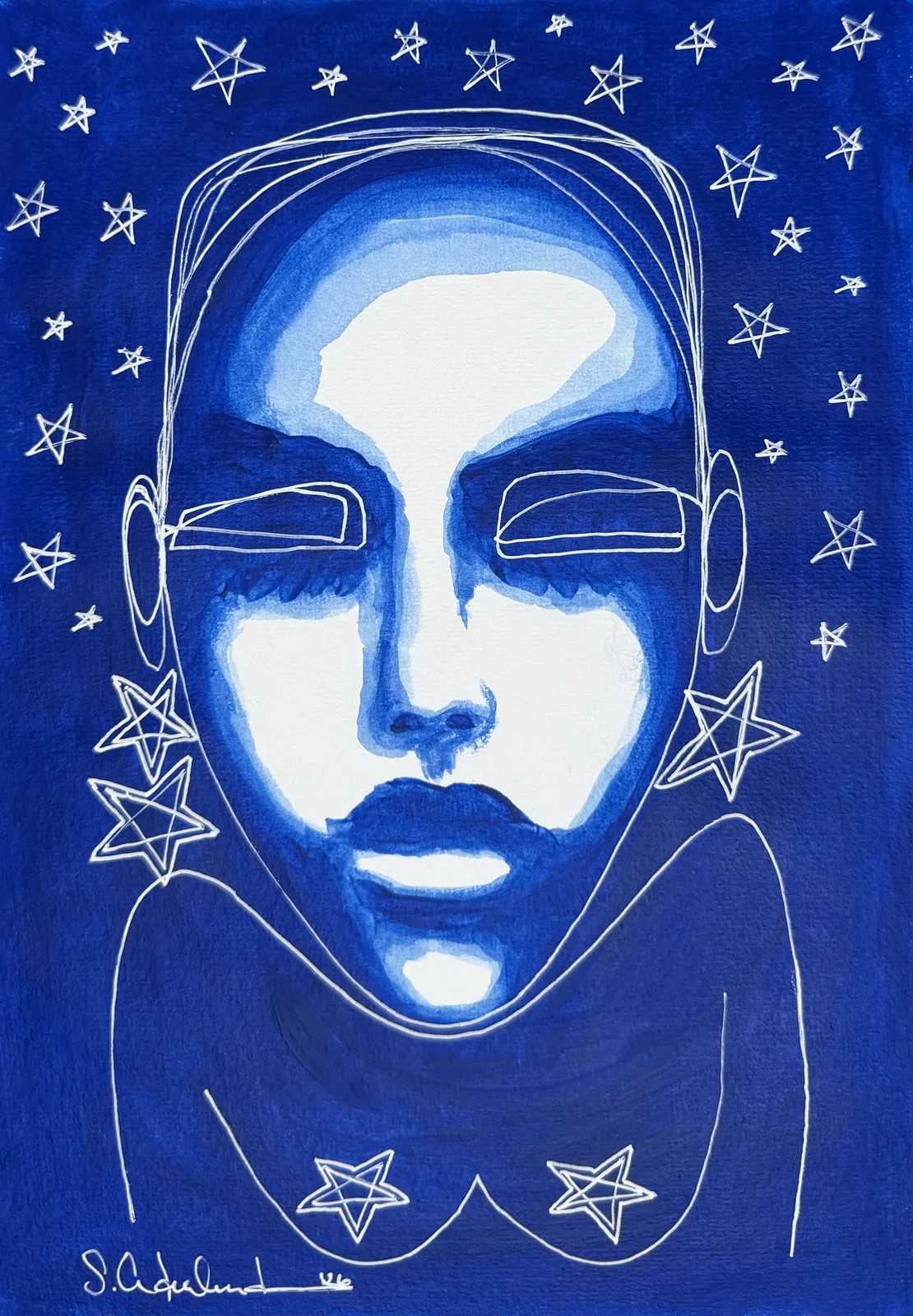 Akrylmålning In a sky full of stars av Susanne Cederlund