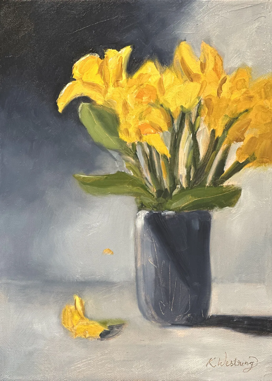 Oljemålning Gula blommor av Kristina Westring