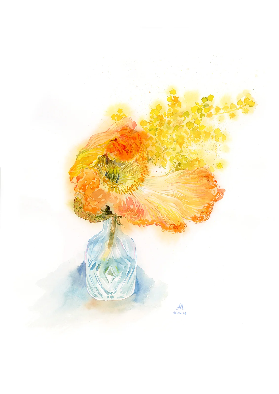 Akvarell Orange poppy av Anastasiia Mazeina