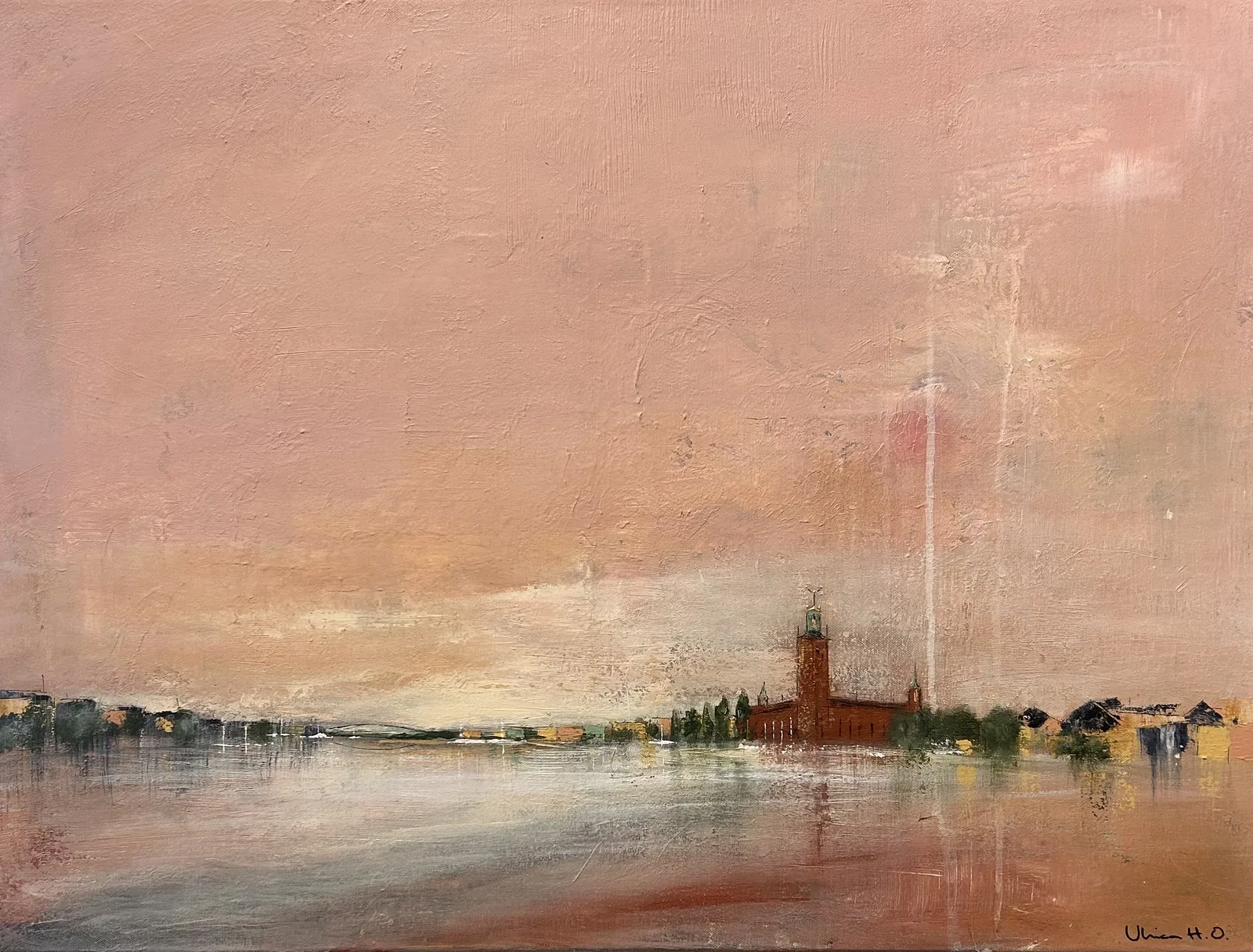 Akrylmålning Mellan himmel och stad, 2026 av Ulrica Halling Olsson_art Stockholm