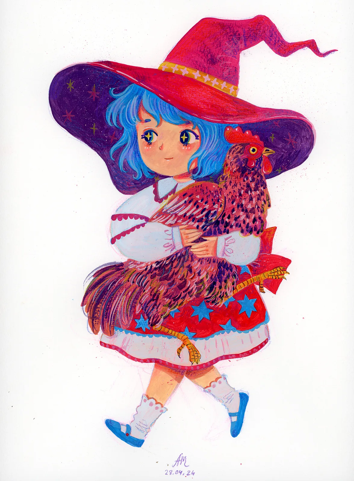 Little Witch with a chicken av Anastasiia Mazeina