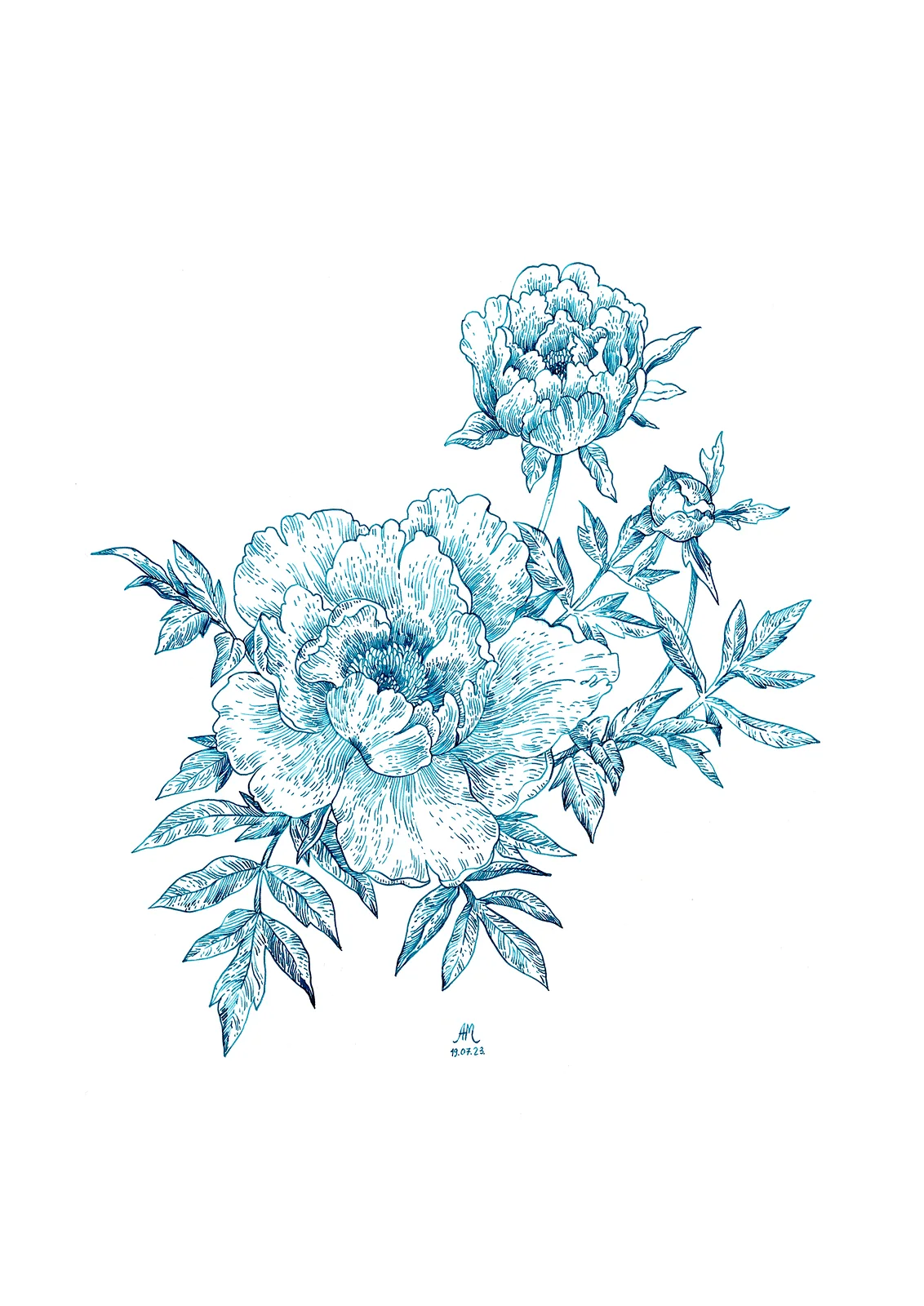 Blue peony av Anastasiia Mazeina