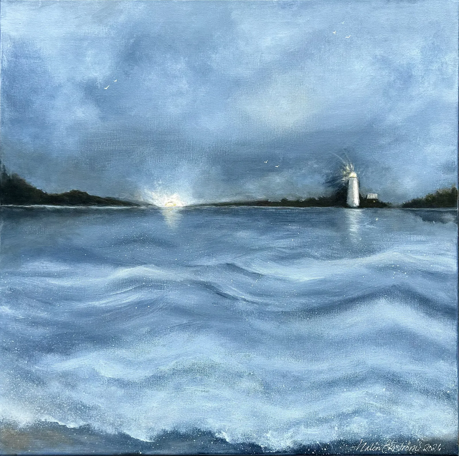 Akrylmålning Havet gungar mig till ro av Malin Ekström