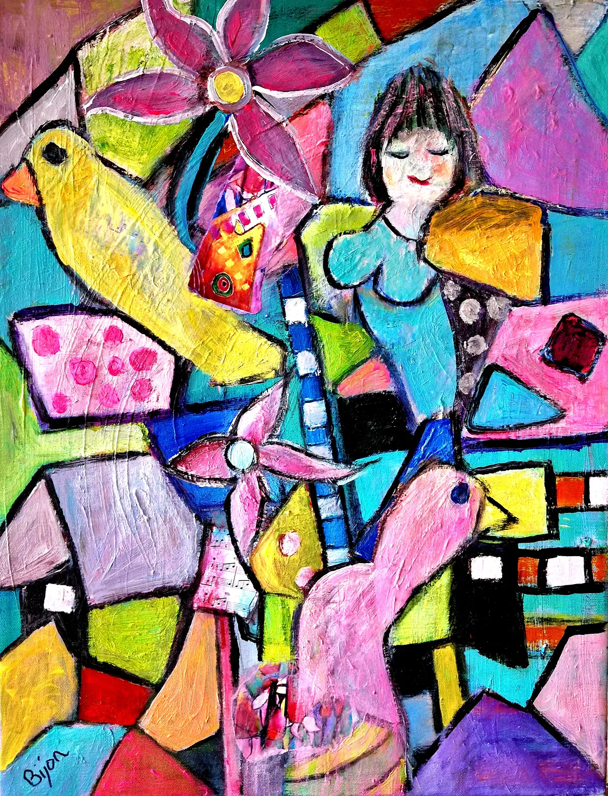 Akrylmålning No title av Birgitta Jonsson Bijon Art