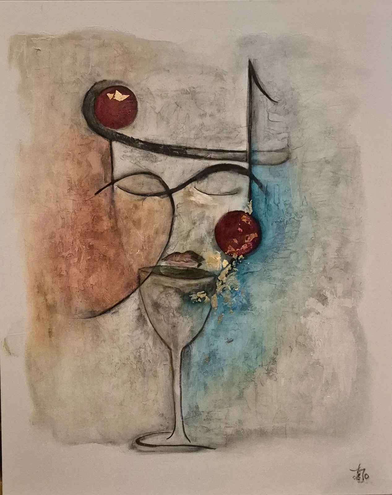 Oljemålning Dreamy Wine av Linda " LiJo" Edman