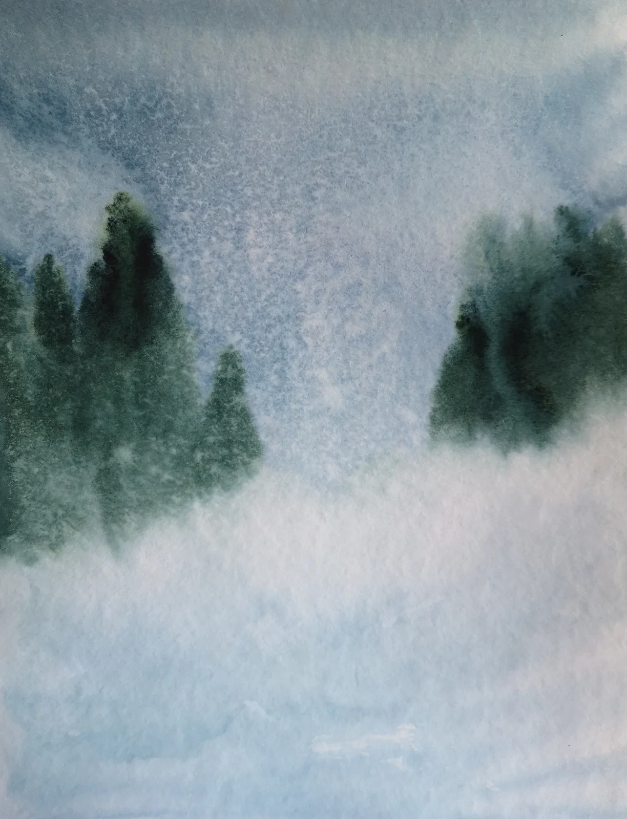 Akvarell Snöstorm av Anette Arkbring