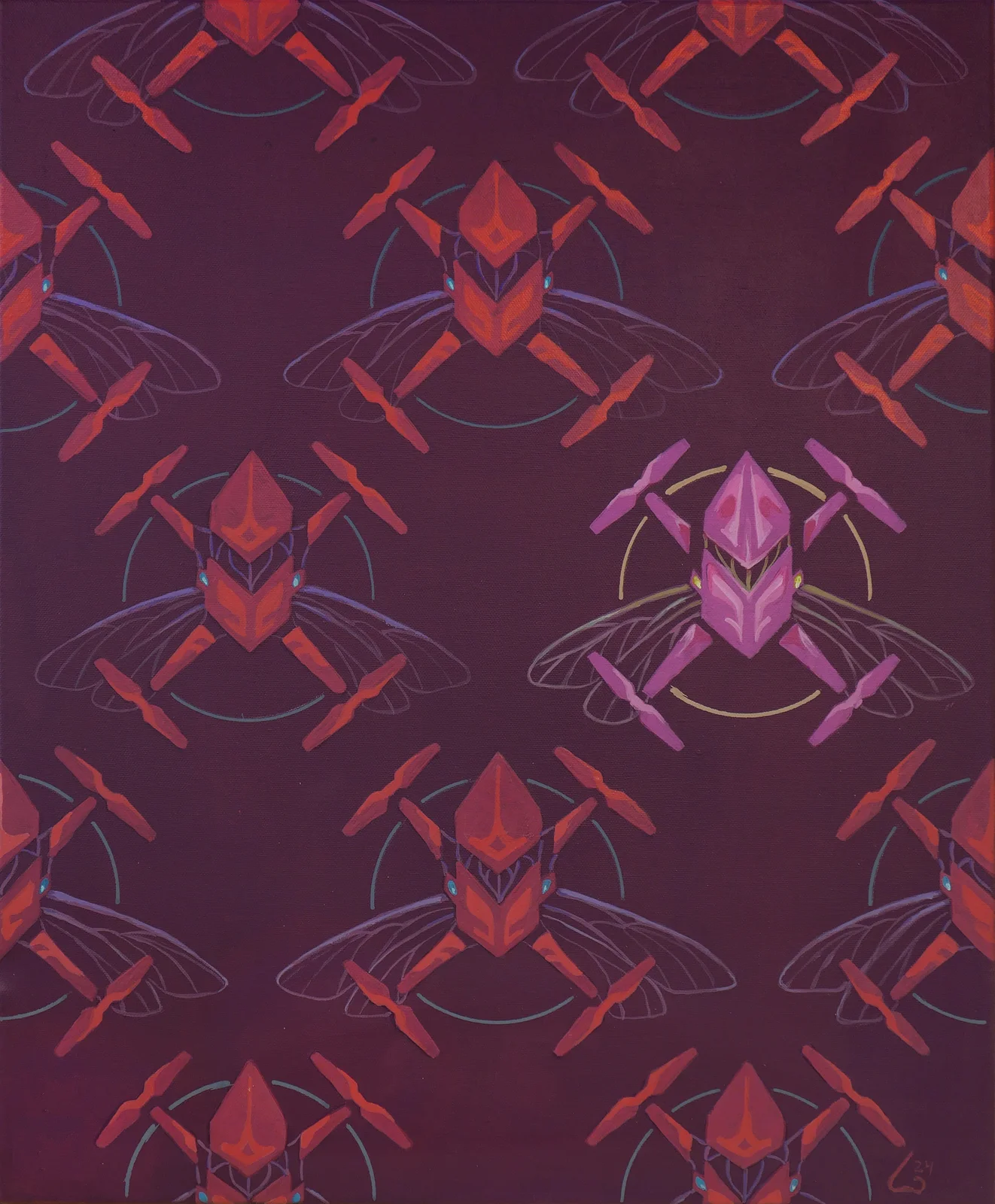 Akrylmålning Swarm 2 av Yevhen Karpenko