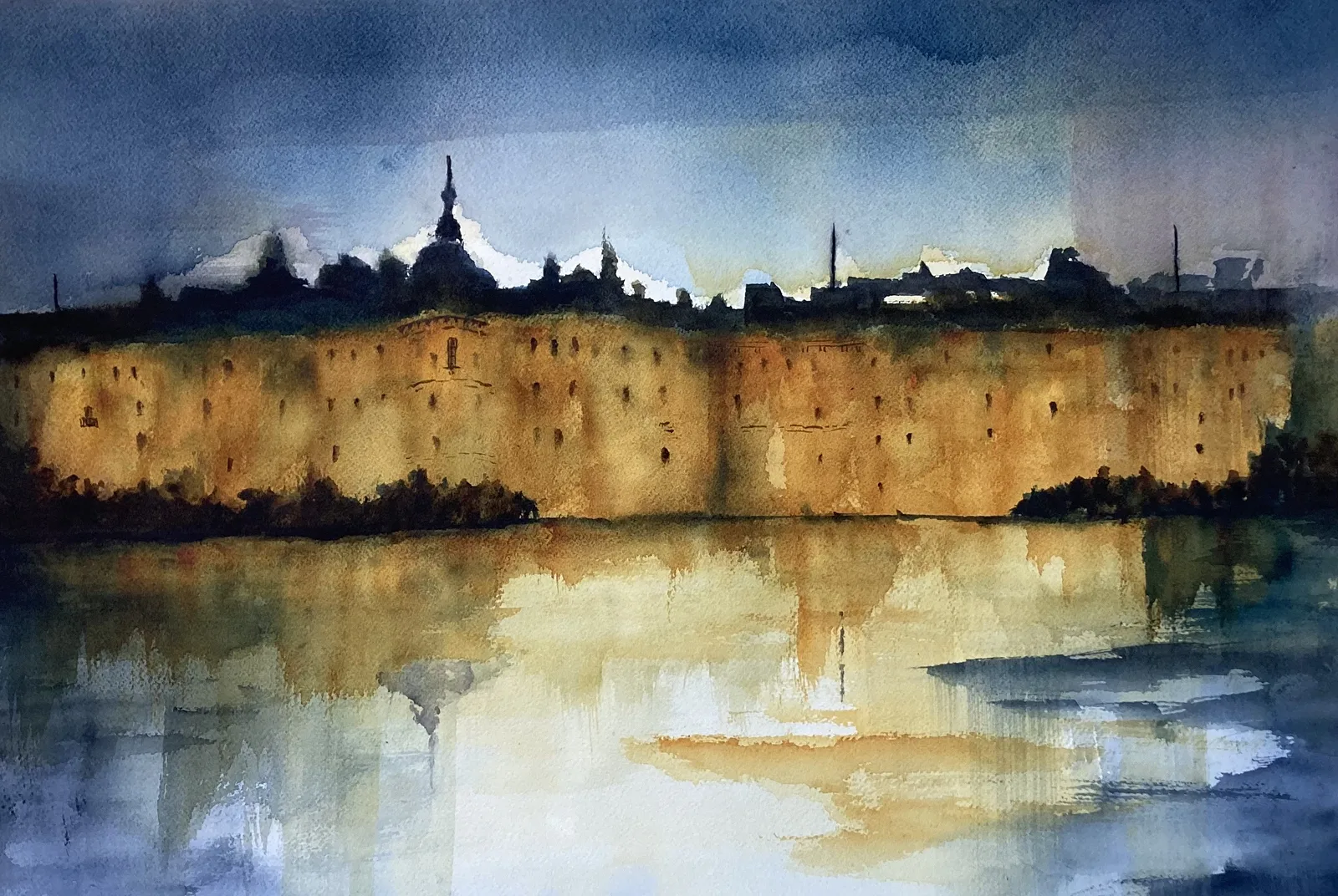 Akvarell STOCKHOLM (inramad) av Rose-Marie Lyckebrant-Lindqvist