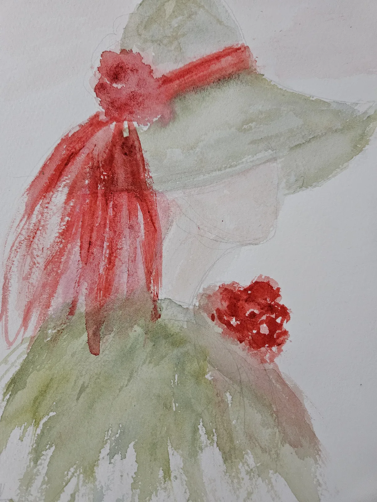 Akvarell Dam med hatt/Lady with a hat av Sonja Svensson