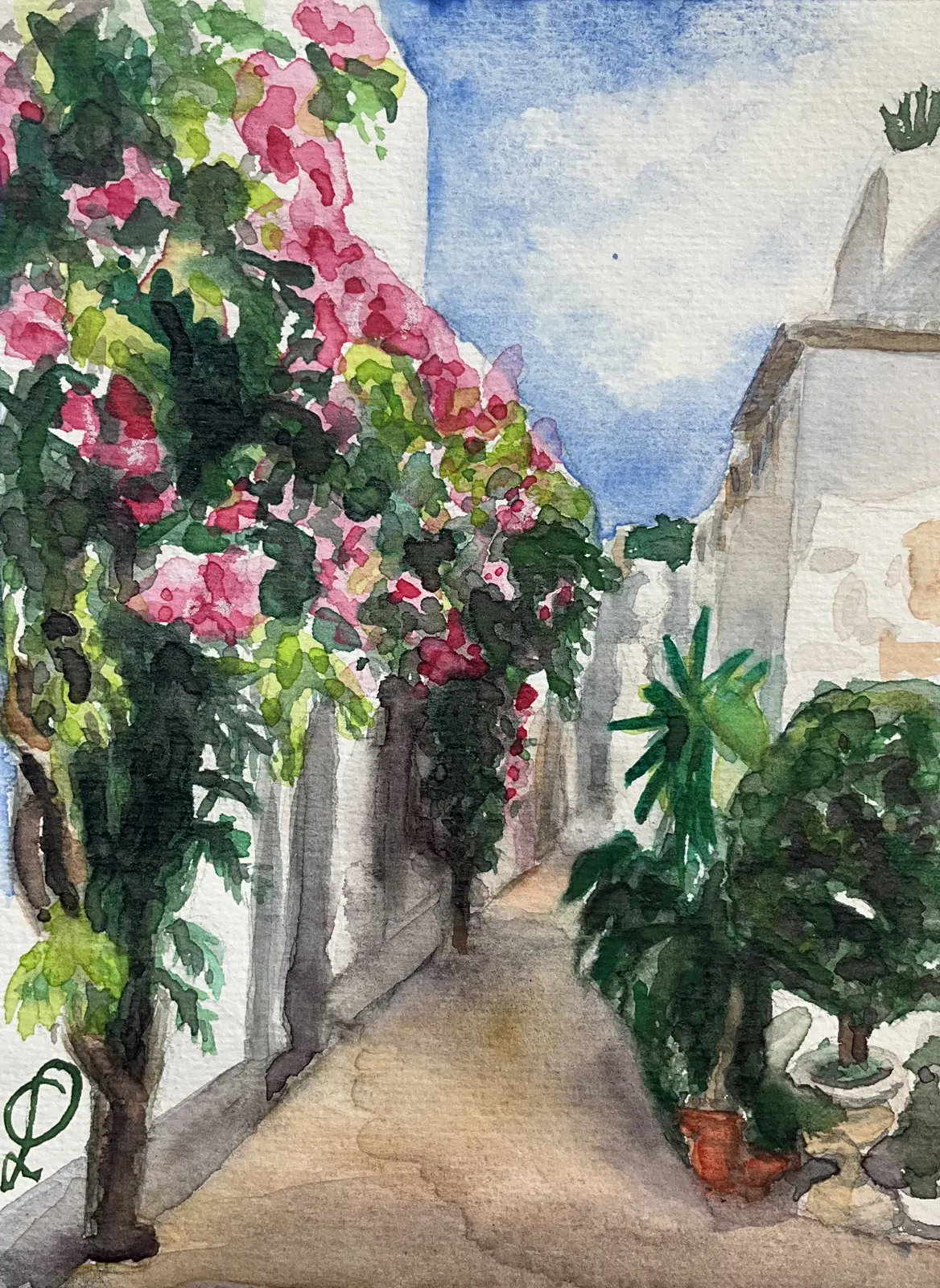 Akvarell Blommande gränder av Christina Lilith Art