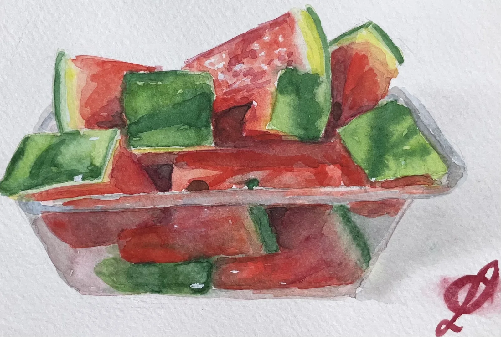 Akvarell Vattenmelon av Christina Lilith Art