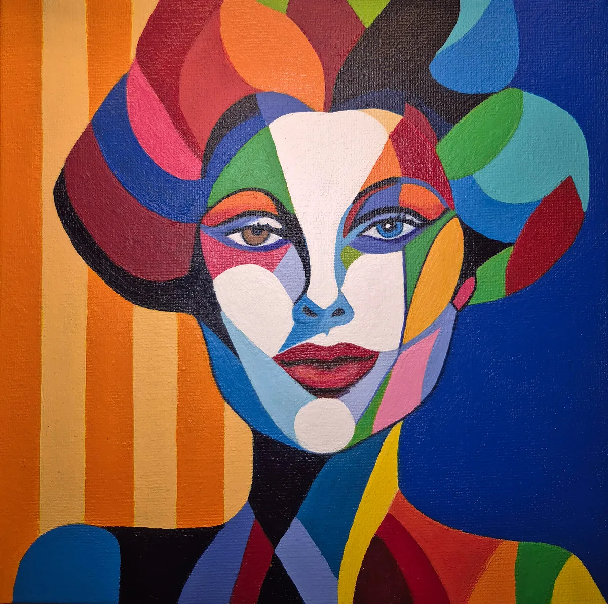 Akrylmålning Harlequin Mini no.4 av Therese Tullgren