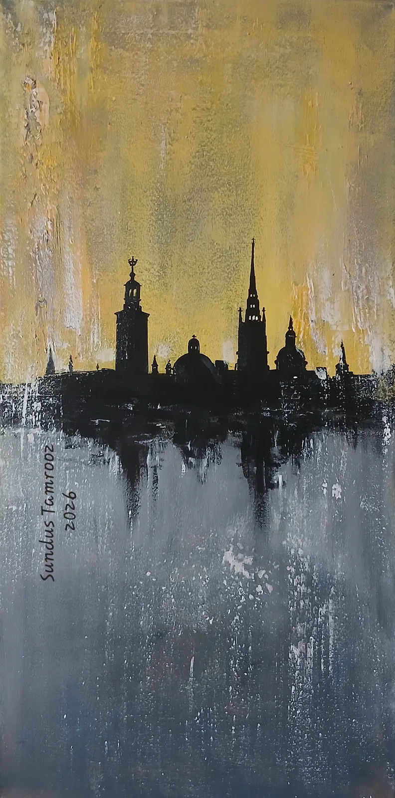 Akrylmålning Stockholm av Sundus Tamrooz