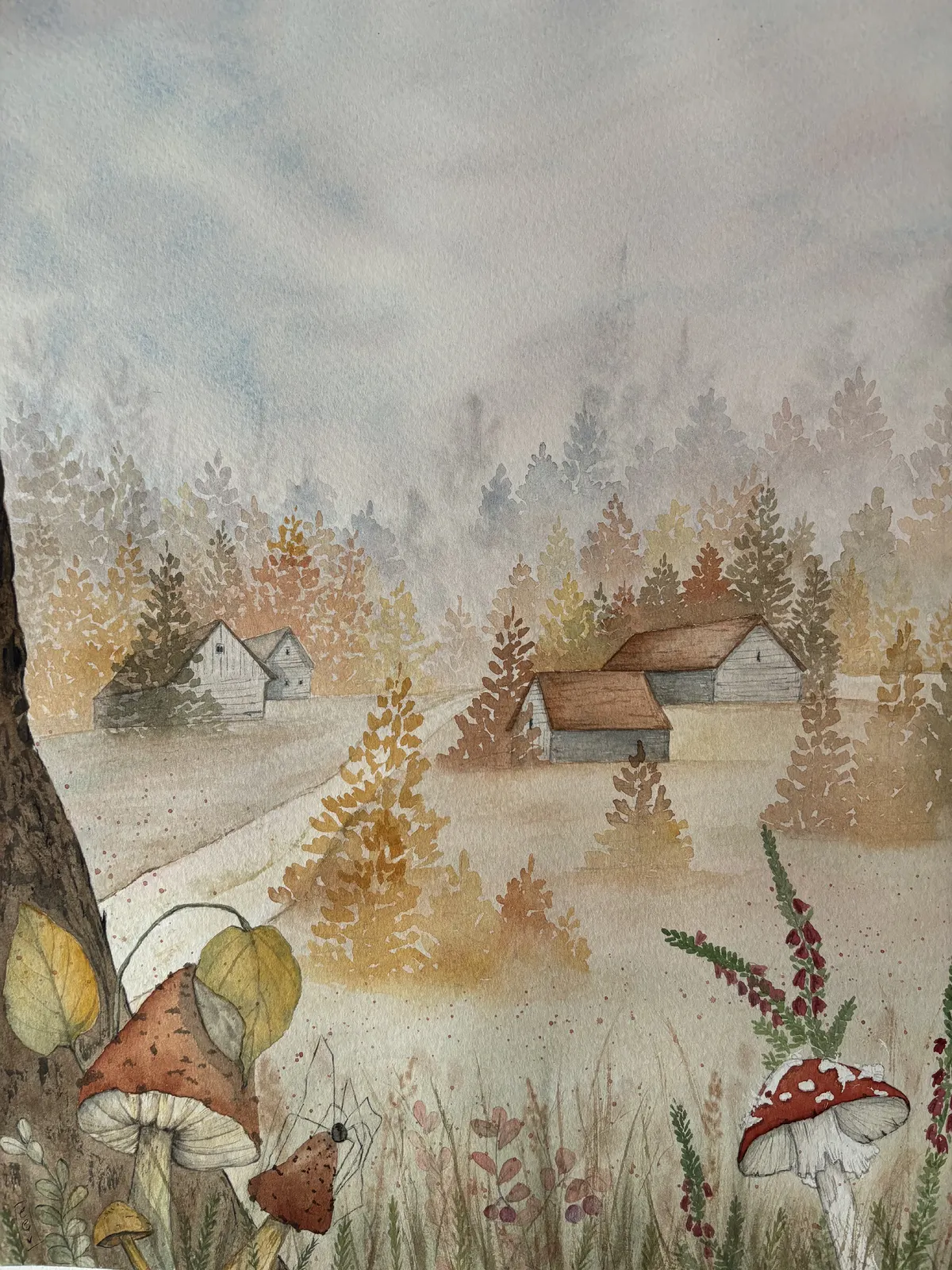 Akvarell Un attimo d'autunno av Carmen Gogan