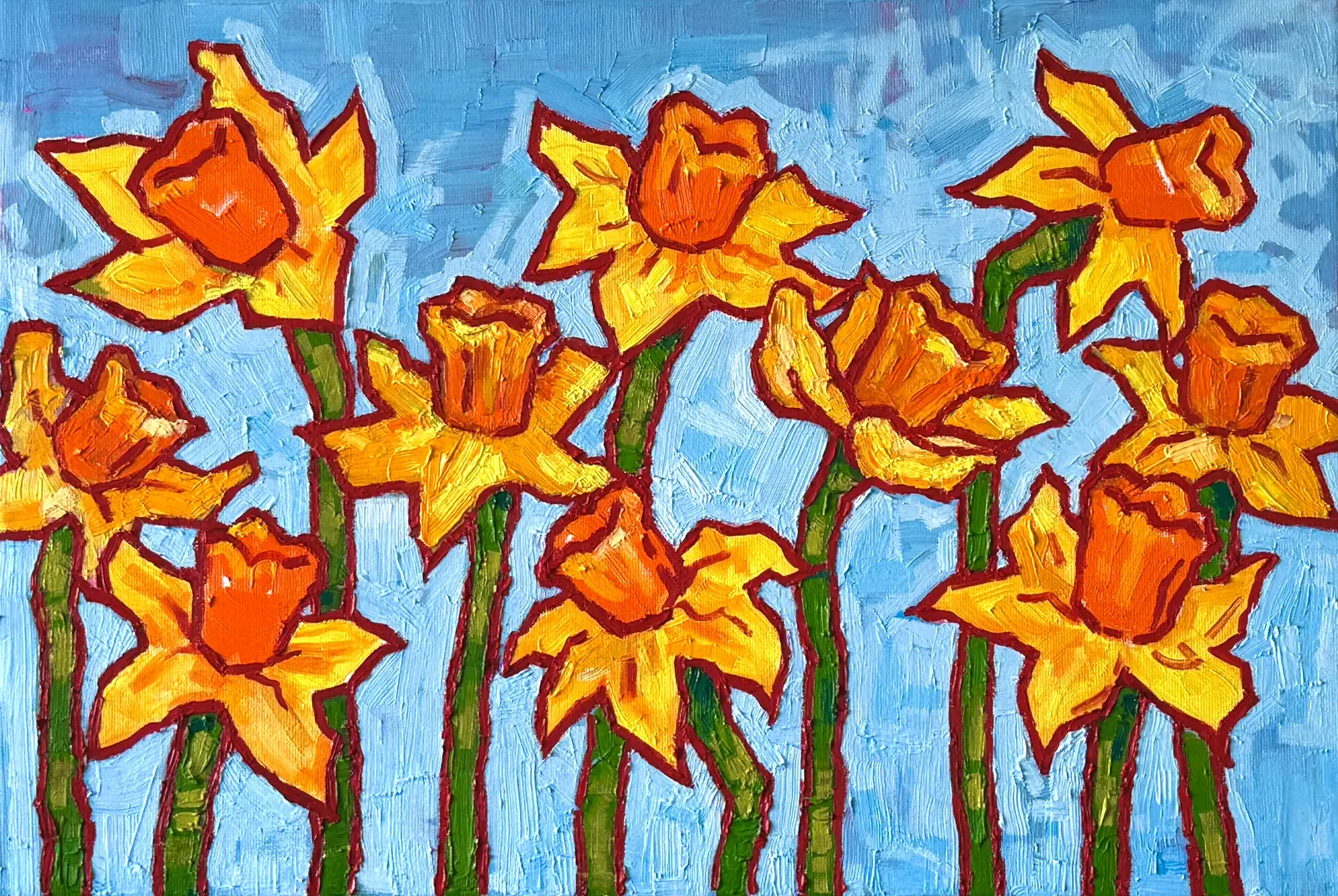 Oljemålning Daffodils av Ekaterina Dutkevich