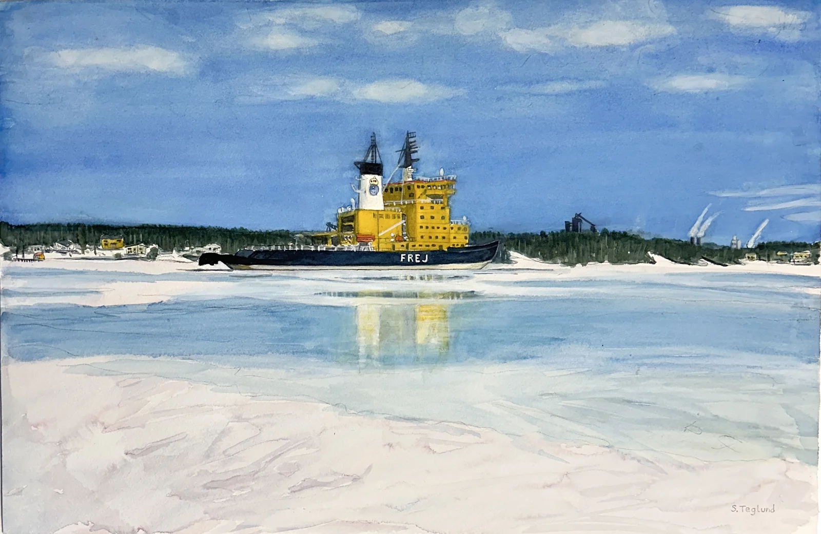 Akvarell Frej av Sven Teglund