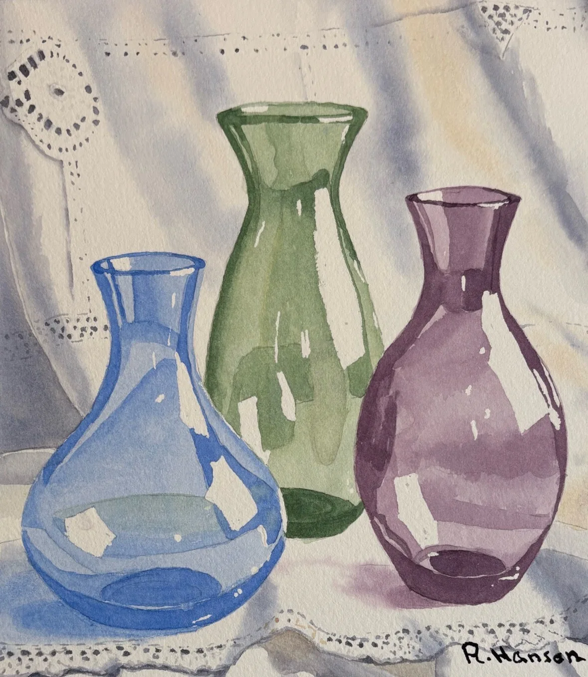 Akvarell Glass and lace av Annika Hansen