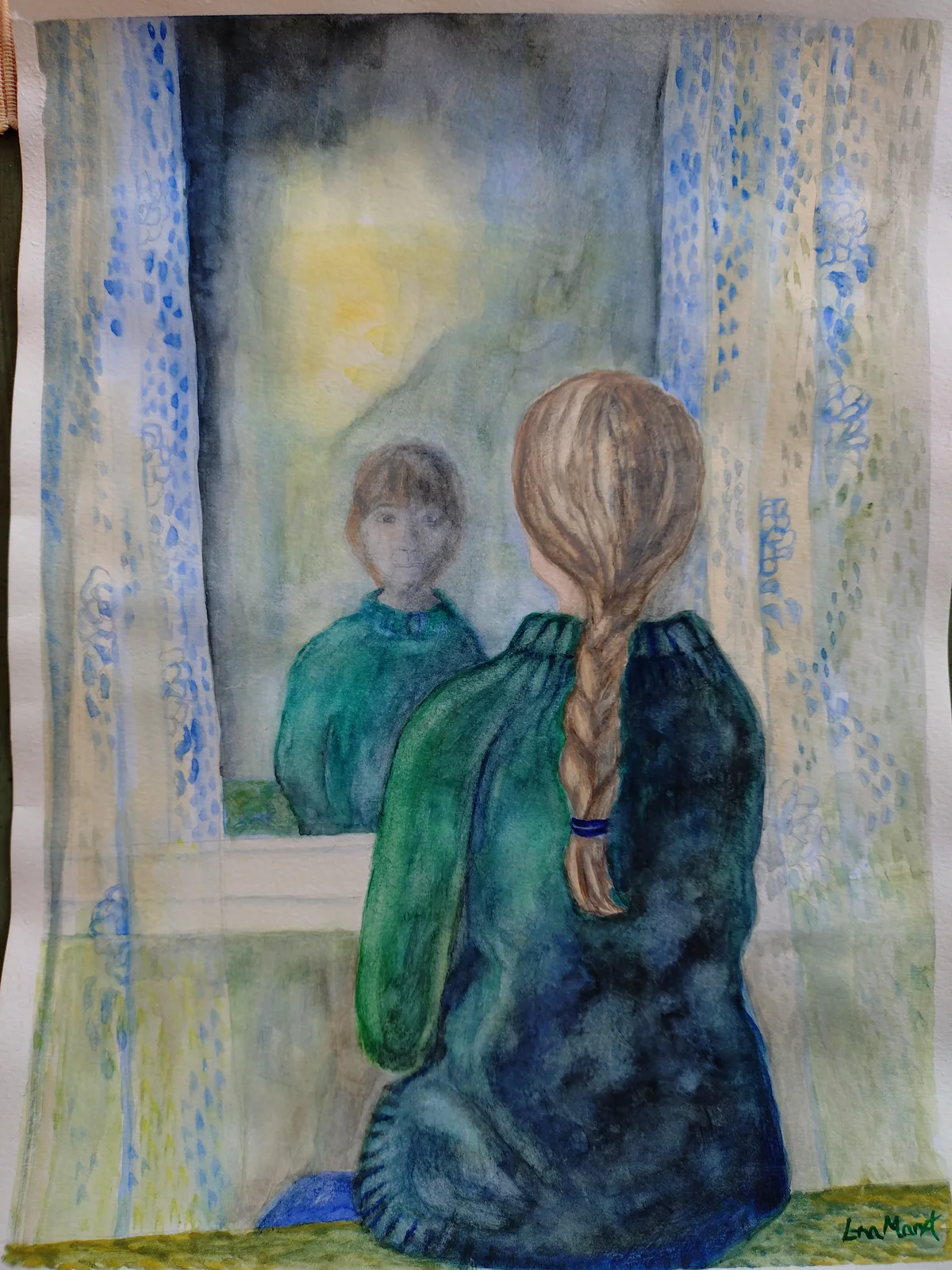 Akvarell Fönster av Lena Marvet